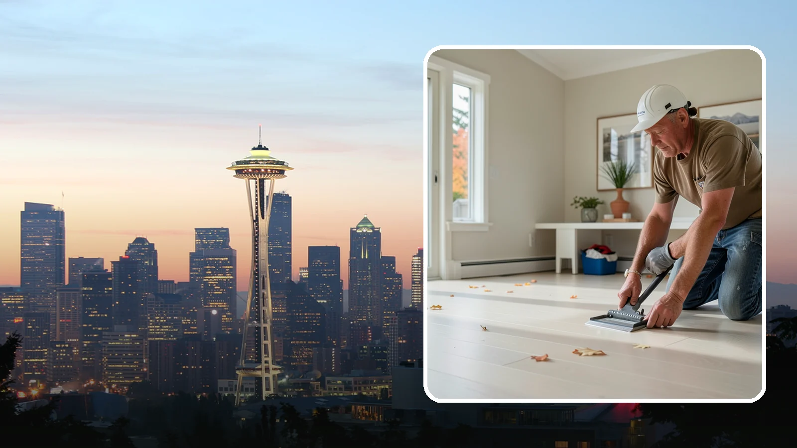Vinyl Sheet Flooring in Seattle, King County, WA - Seamless vinyl sheet flooring that offers waterproof protection with almost no seams for moisture to reach.