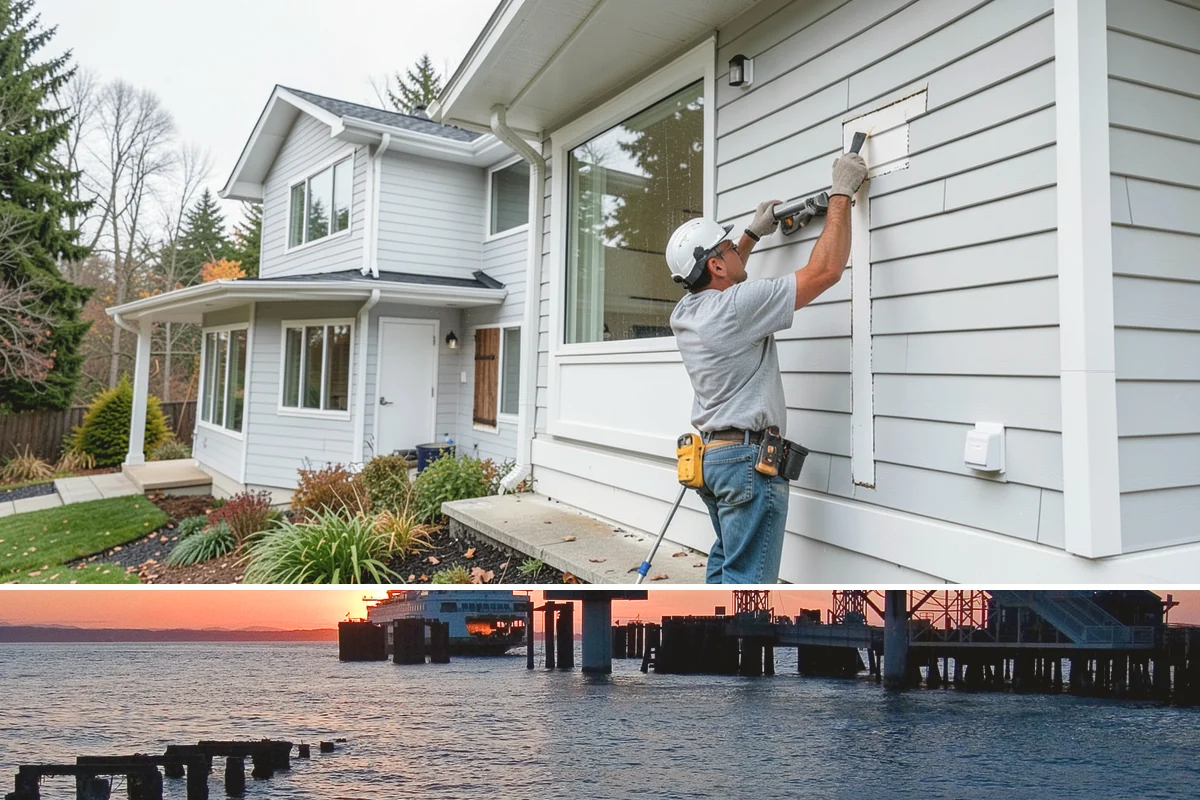 Vinyl Siding Installation in Edmonds, Snohomish County, WA - Vinyl installs year-round, though we prefer mild days since cold panels are more brittle to handle and cut.