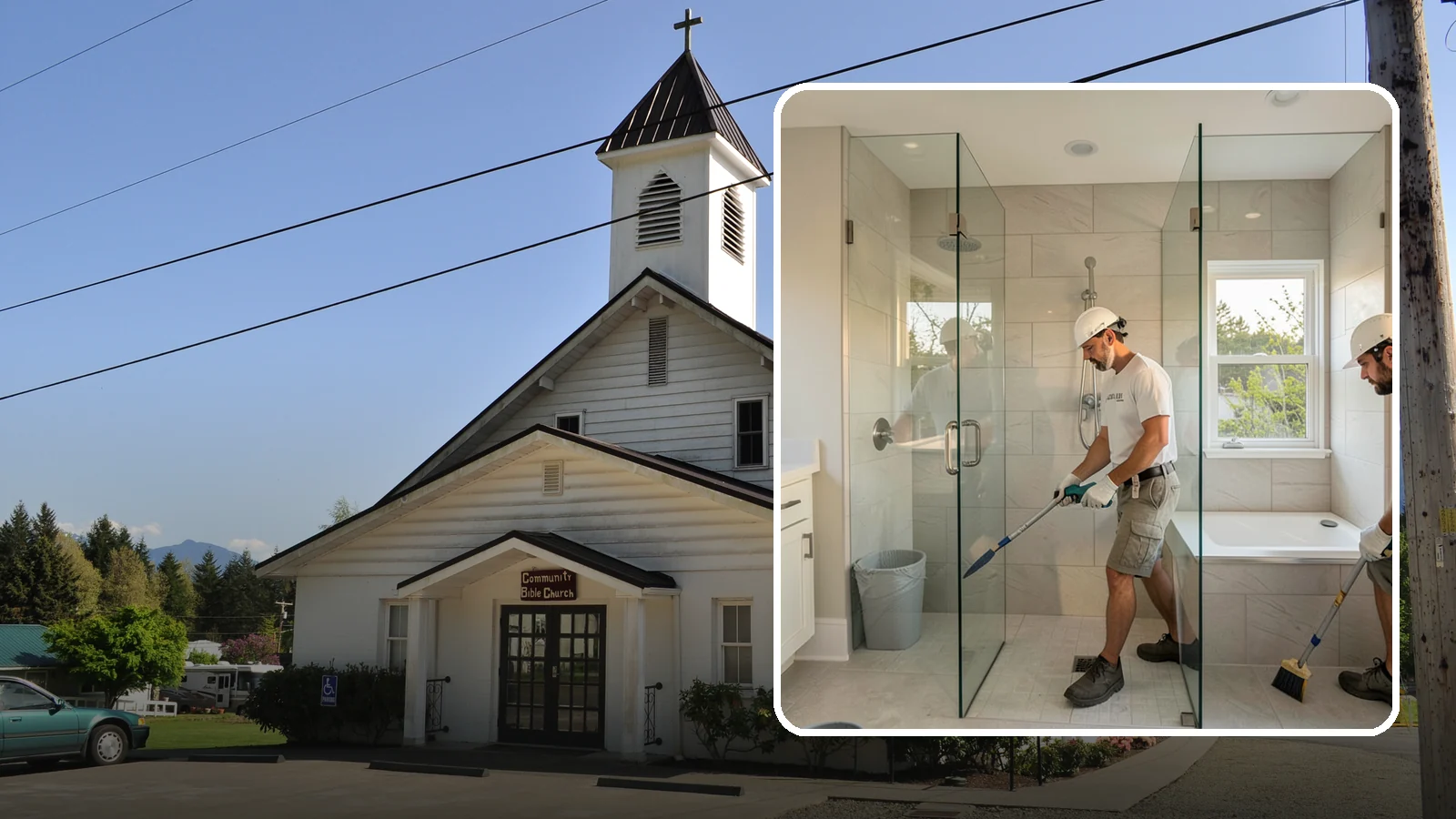 Walk-In Shower with Bench in Concrete, Skagit County, WA - A walk-in shower with bench pairs open, low-threshold entry with a built-in seat for comfort and safety.