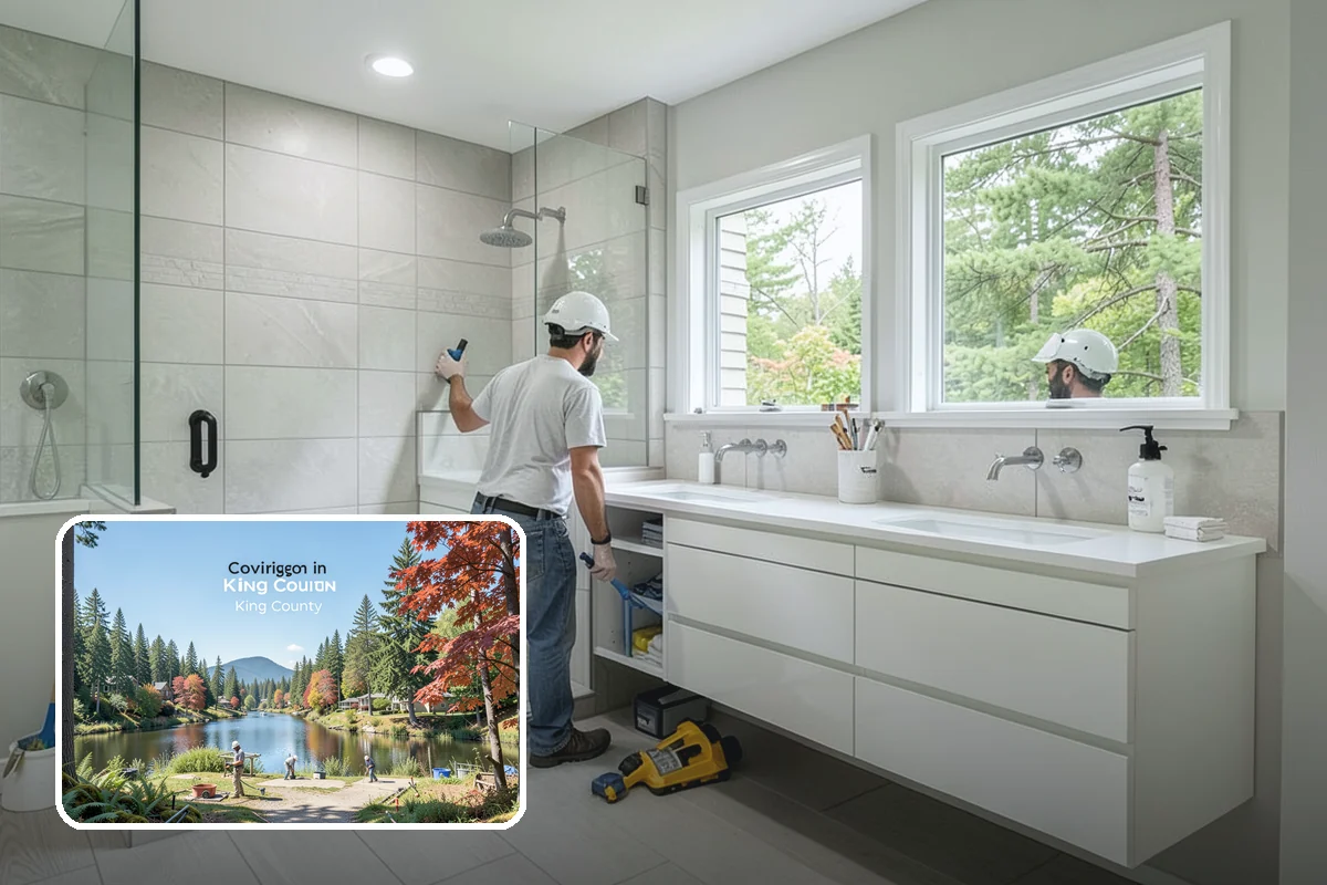 Walk-In Shower with Bench in Covington, King County, WA - Merges easy entry with a built-in seat