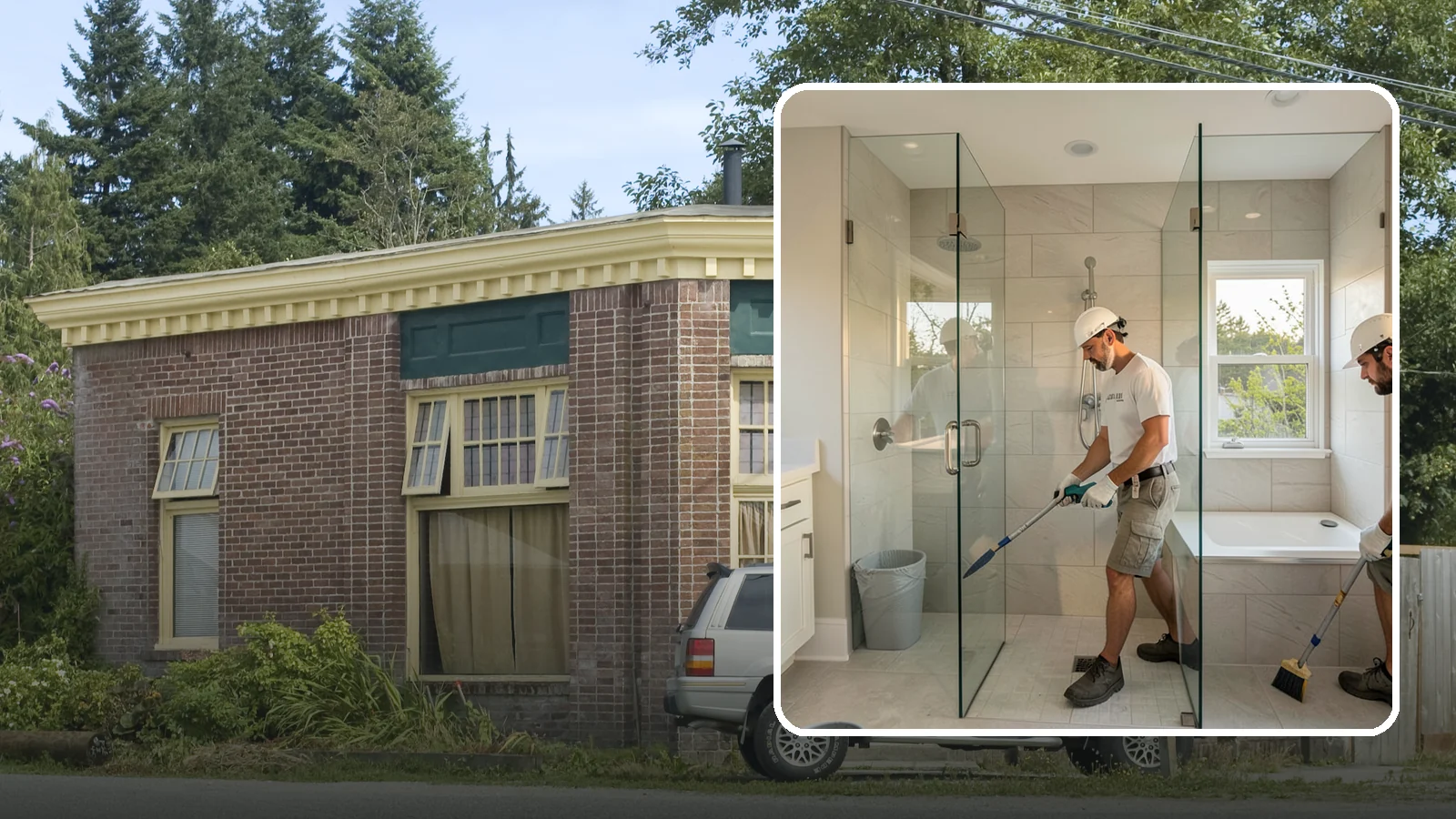 Walk-In Shower with Bench in Hamilton, Skagit County, WA - A walk-in shower with bench pairs open, low-threshold entry with a built-in seat for comfort and safety.