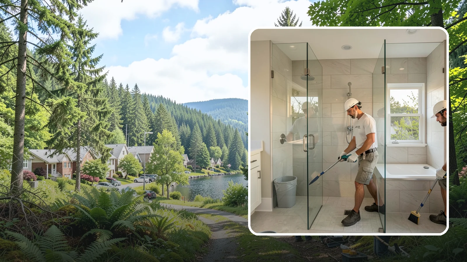 Walk-In Shower with Bench in Lake Forest Park, King County, WA - A walk-in shower with bench pairs open, low-threshold entry with a built-in seat for comfort and safety.