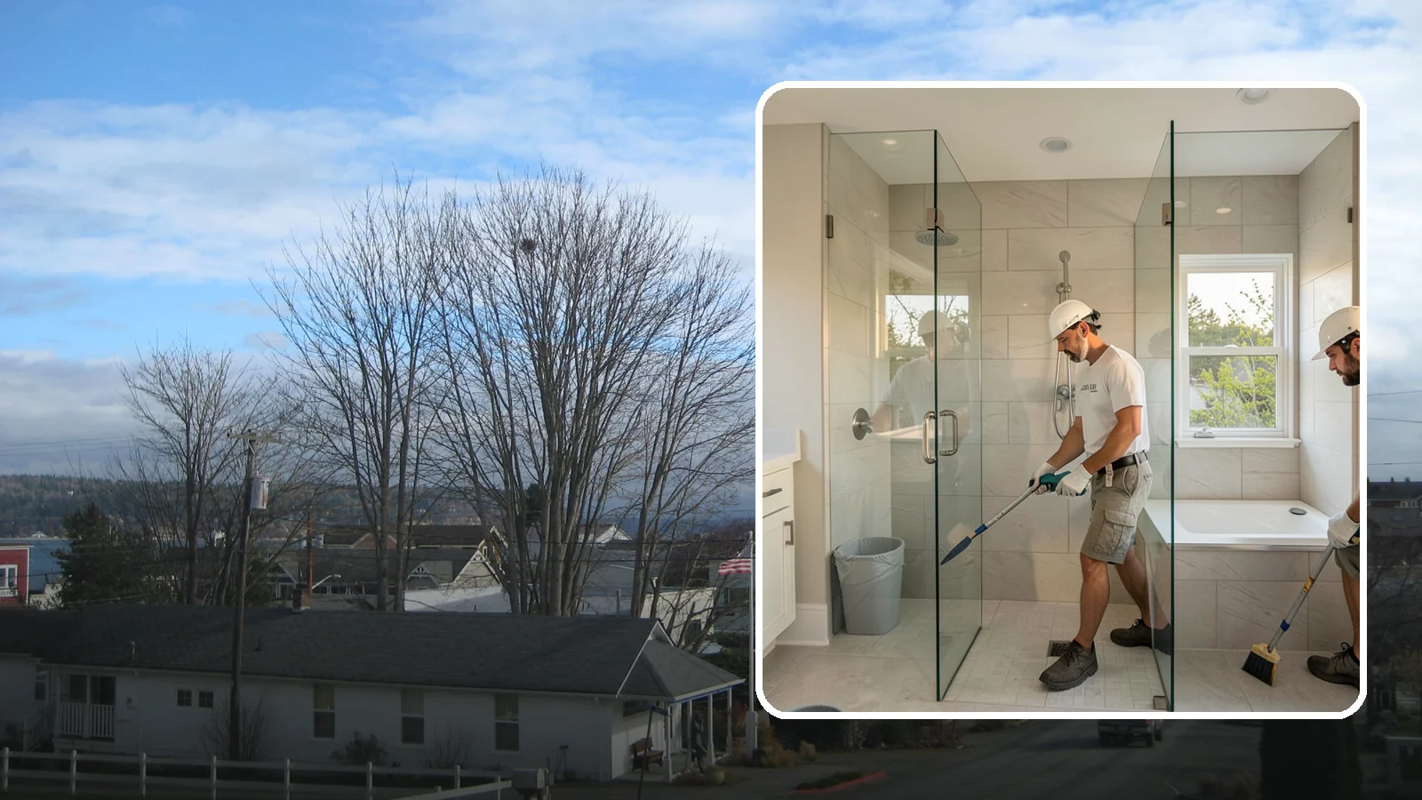 Walk-In Shower with Bench in Langley, Island County, WA - A walk-in shower with bench pairs open, low-threshold entry with a built-in seat for comfort and safety.