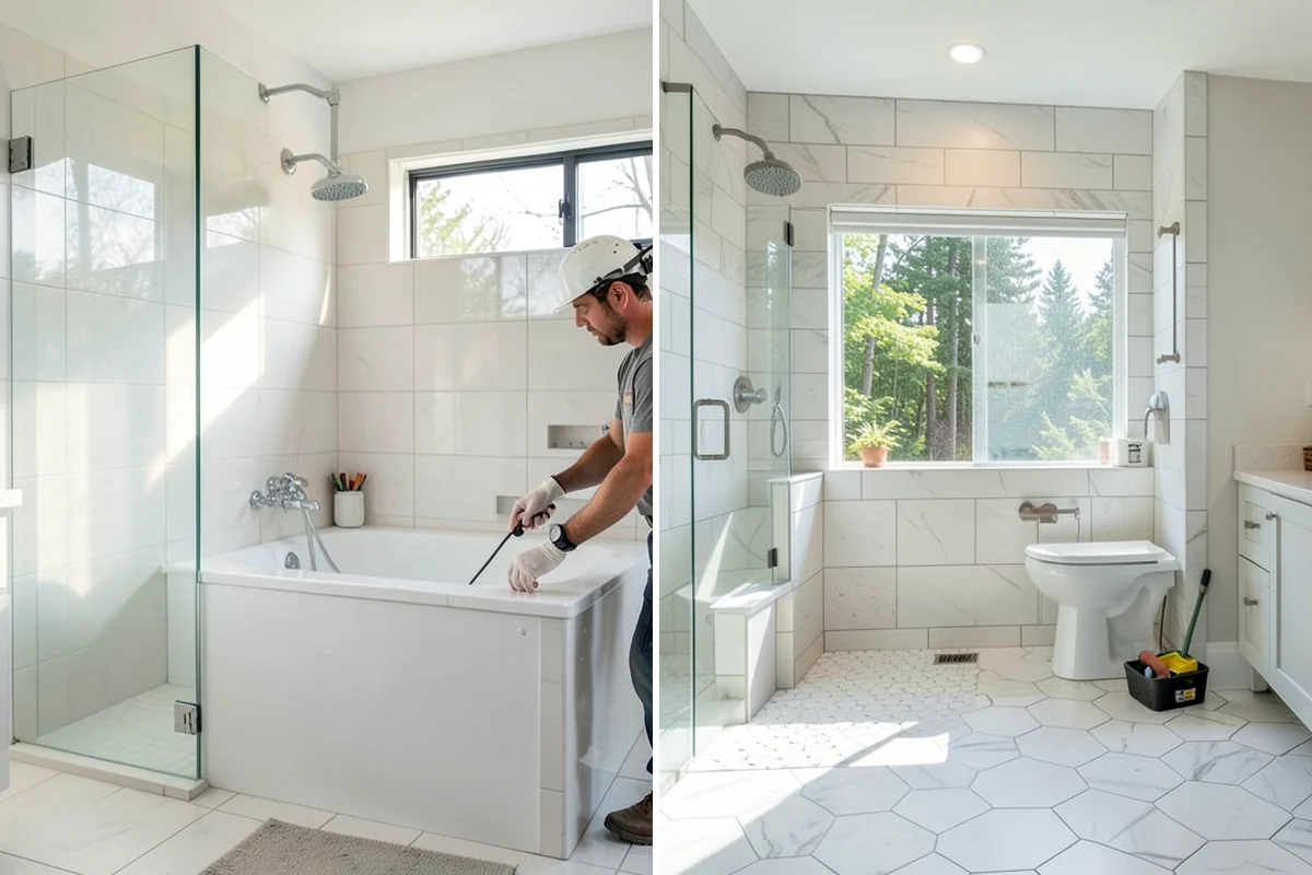 Walk-In Shower with Bench in Maple Valley, King County, WA - Design the low-threshold layout and bench