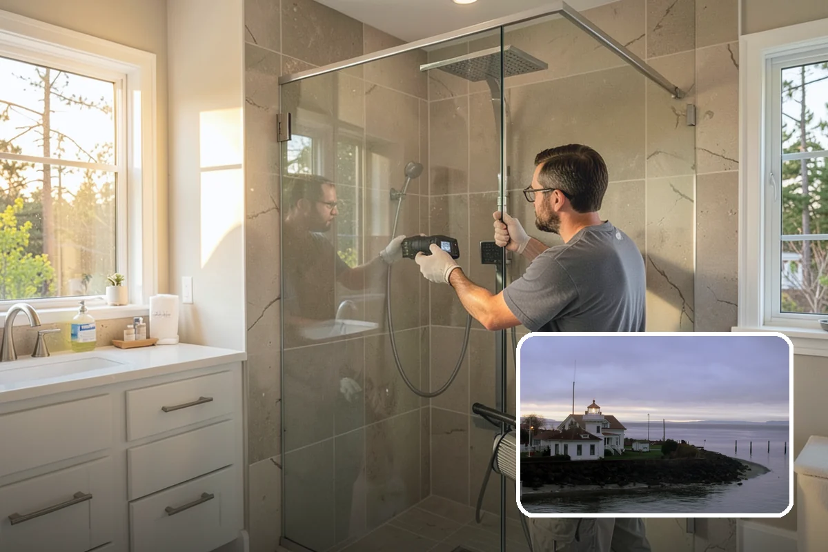 Walk-In Shower with Bench in Mukilteo, Snohomish County, WA - Merges easy entry with a built-in seat