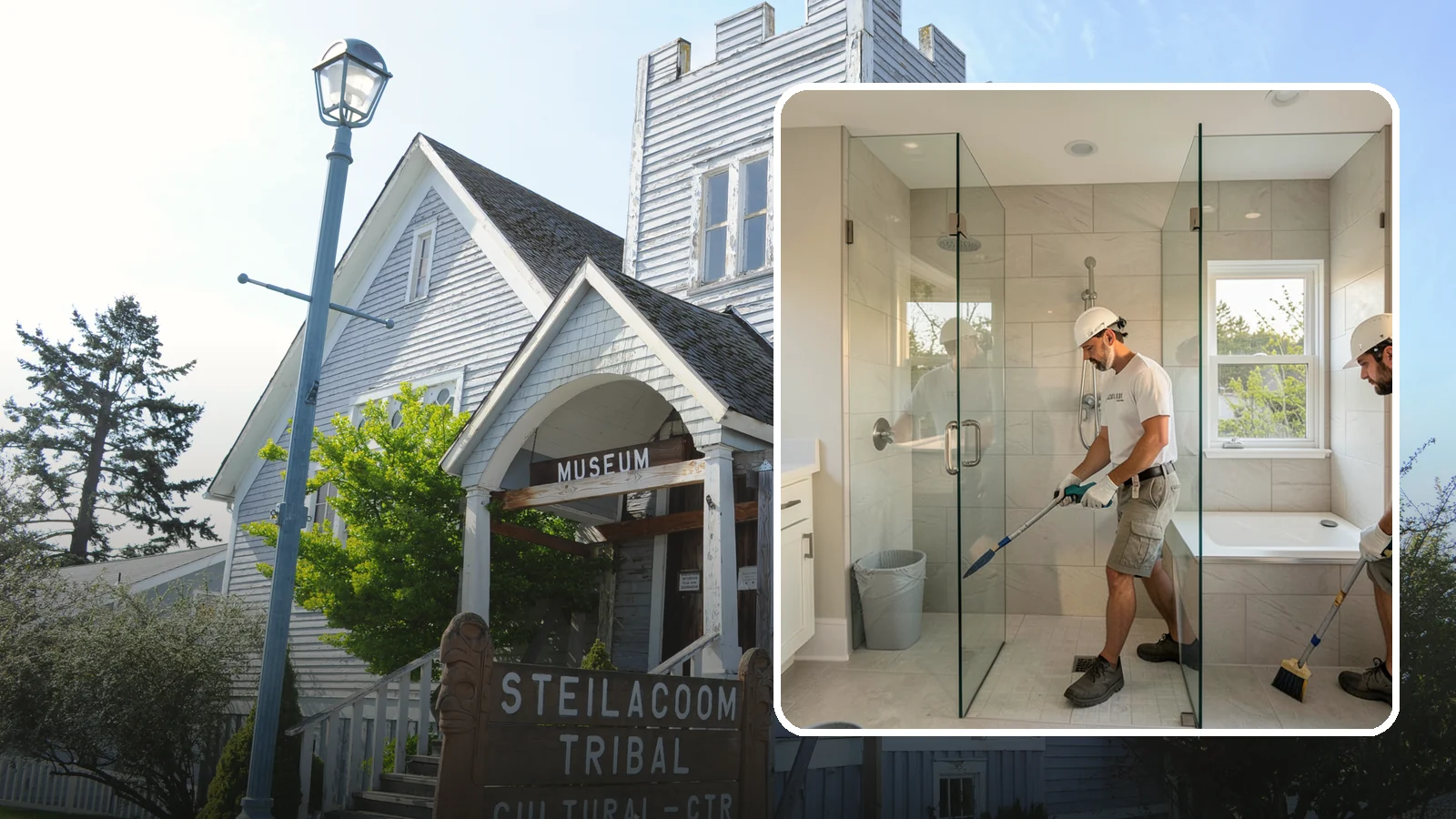 Walk-In Shower with Bench in Steilacoom, Pierce County, WA - A walk-in shower with bench pairs open, low-threshold entry with a built-in seat for comfort and safety.