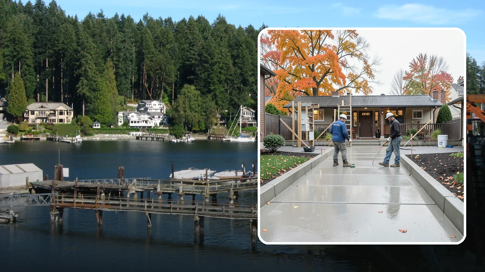 Walkway Construction in Gig Harbor, Pierce County, WA - Custom concrete walkways that guide guests to your door while draining cleanly through soggy PNW seasons.