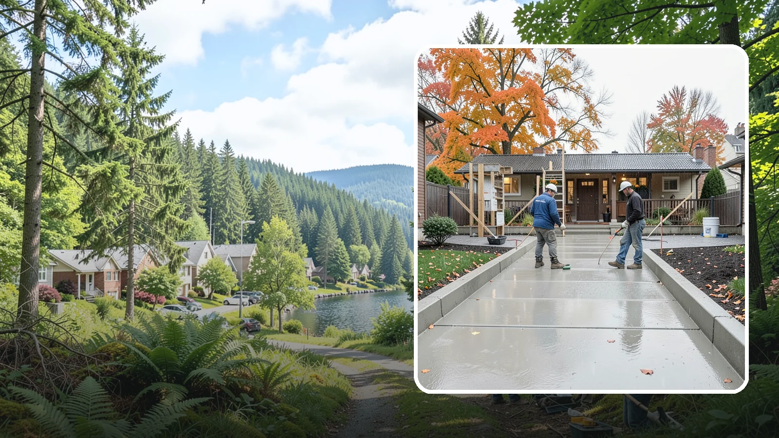 Walkway Construction in Lake Forest Park, King County, WA - Custom concrete walkways that guide guests to your door while draining cleanly through soggy PNW seasons.