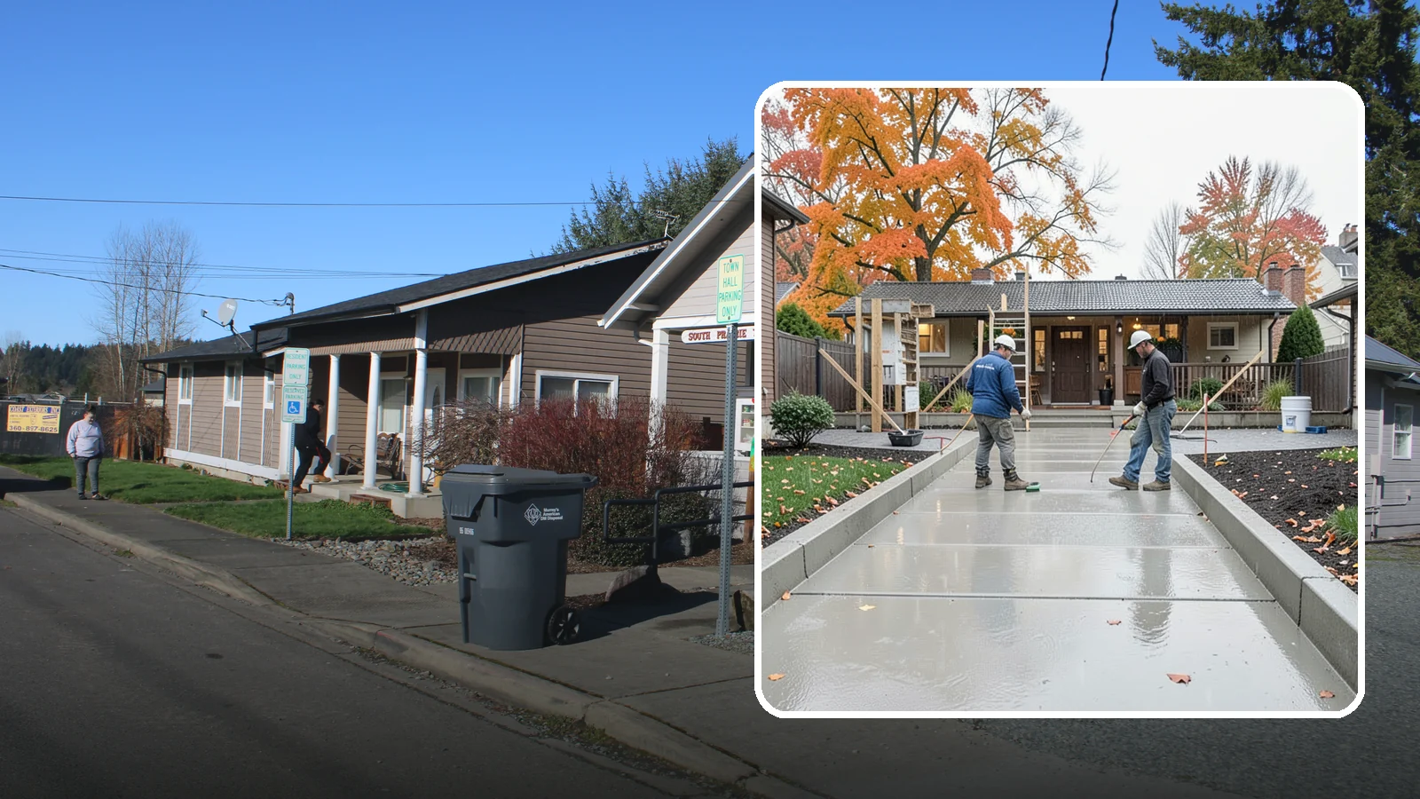 Walkway Construction in South Prairie, Pierce County, WA - Custom concrete walkways that guide guests to your door while draining cleanly through soggy PNW seasons.