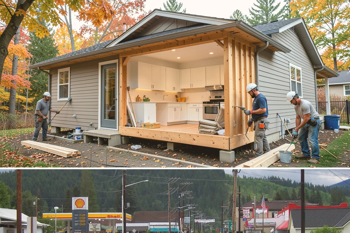 Wall Framing in Granite Falls, Snohomish County, WA - Framing goes fastest in our drier late-spring through early-fall window, though we tarp and sequence work to keep raising walls...