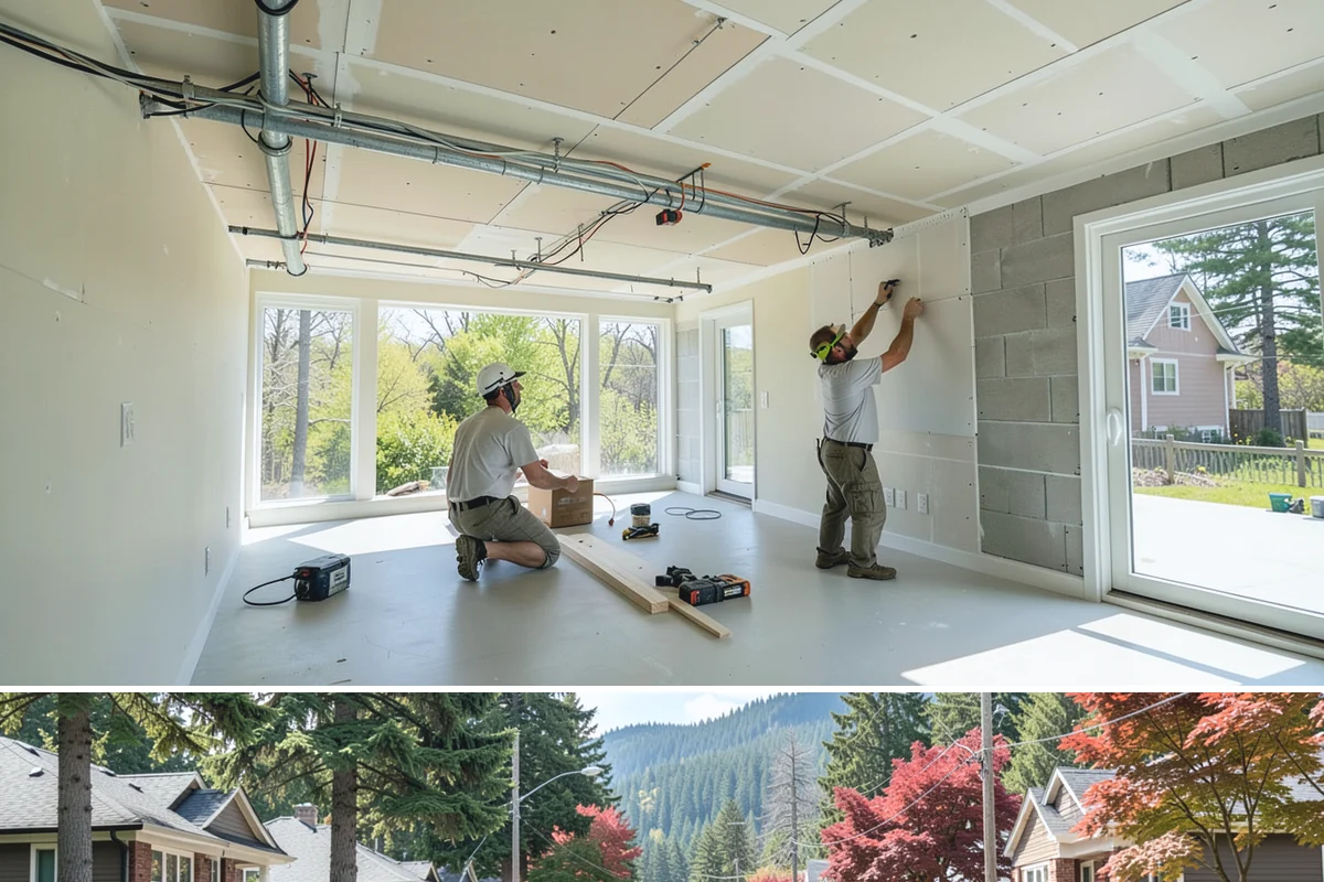 Wall Framing in Hunts Point, King County, WA - Framing goes fastest in our drier late-spring through early-fall window, though we tarp and sequence work to keep raising walls...