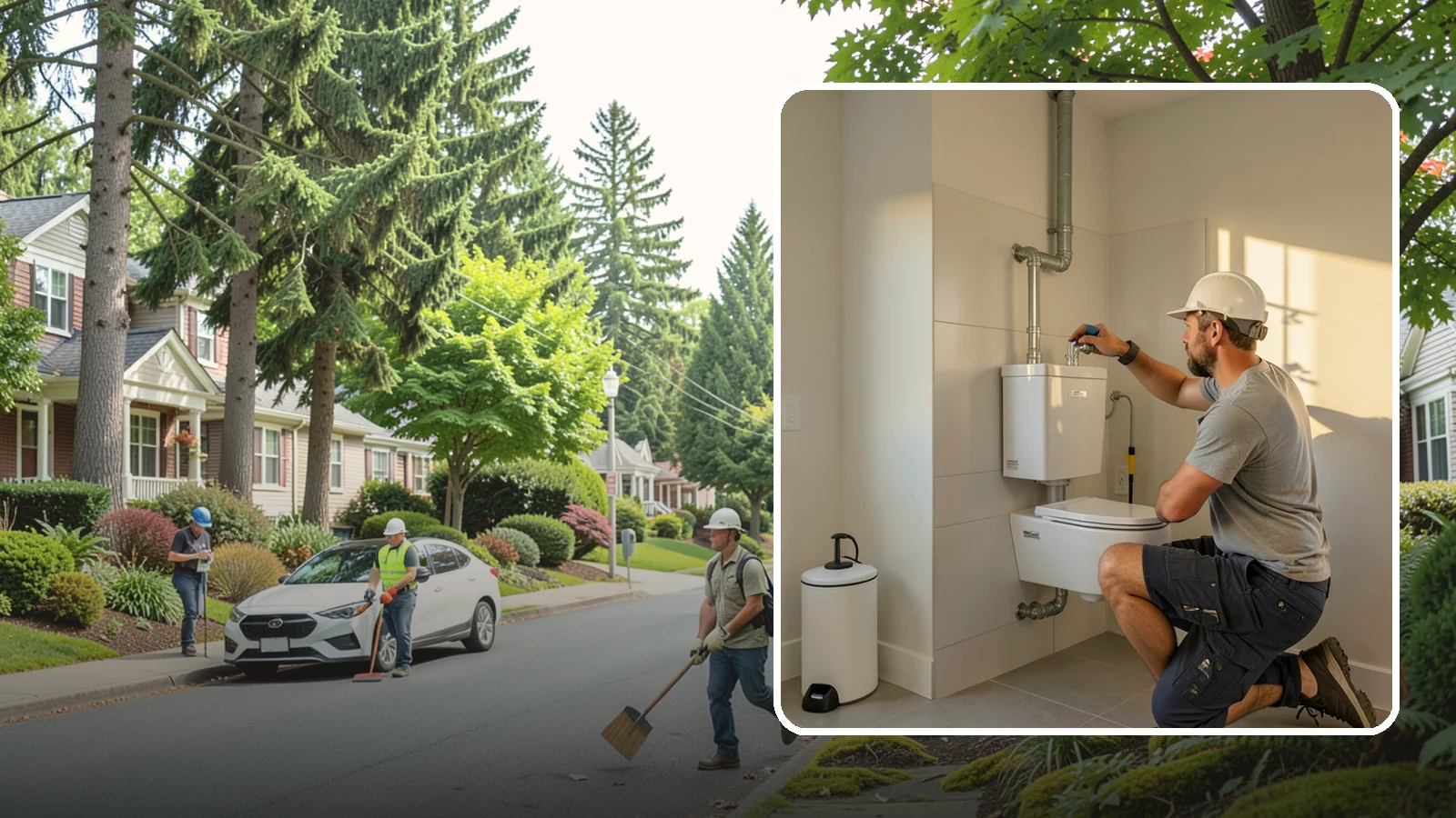 Wall-Hung Toilet Installation in Beaux Arts Village, King County, WA - A wall-hung toilet installation mounts the bowl to a concealed in-wall tank for a clean, minimal look.