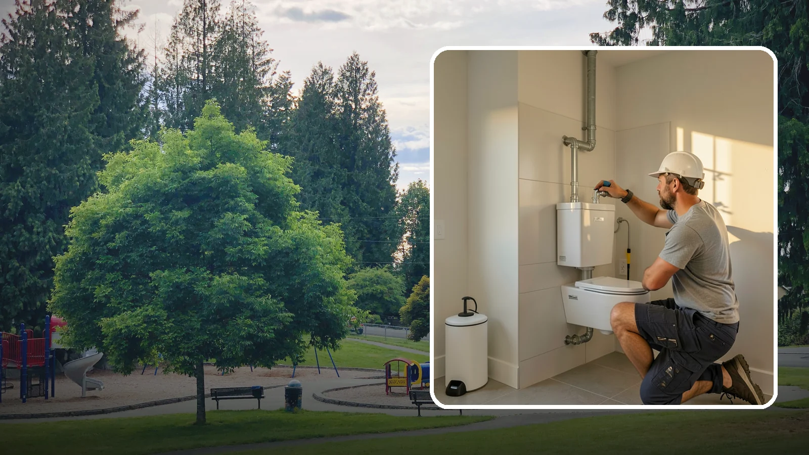 Wall-Hung Toilet Installation in Bonney Lake, Pierce County, WA - A wall-hung toilet installation mounts the bowl to a concealed in-wall tank for a clean, minimal look.