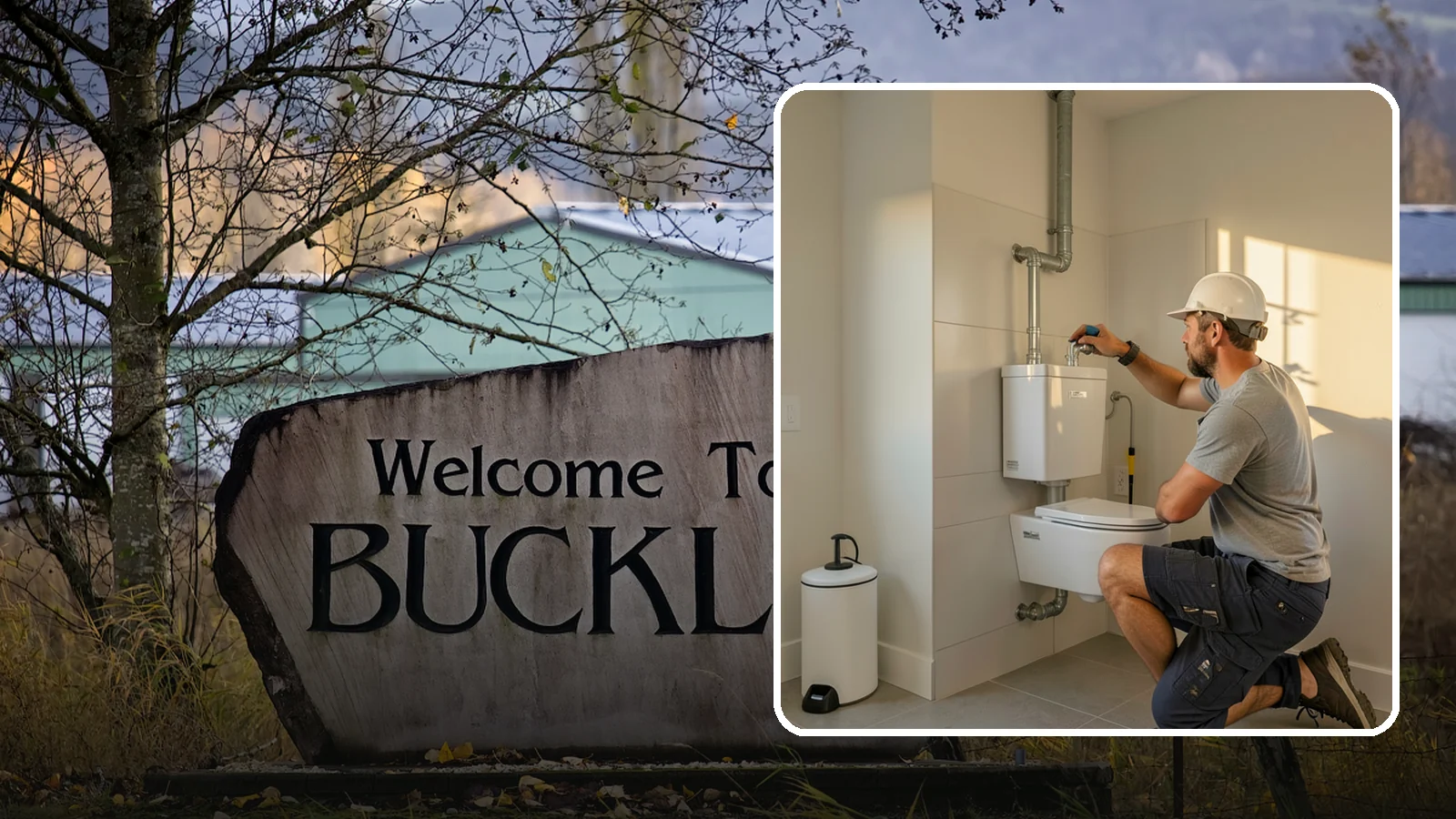 Wall-Hung Toilet Installation in Buckley, Pierce County, WA - A wall-hung toilet installation mounts the bowl to a concealed in-wall tank for a clean, minimal look.