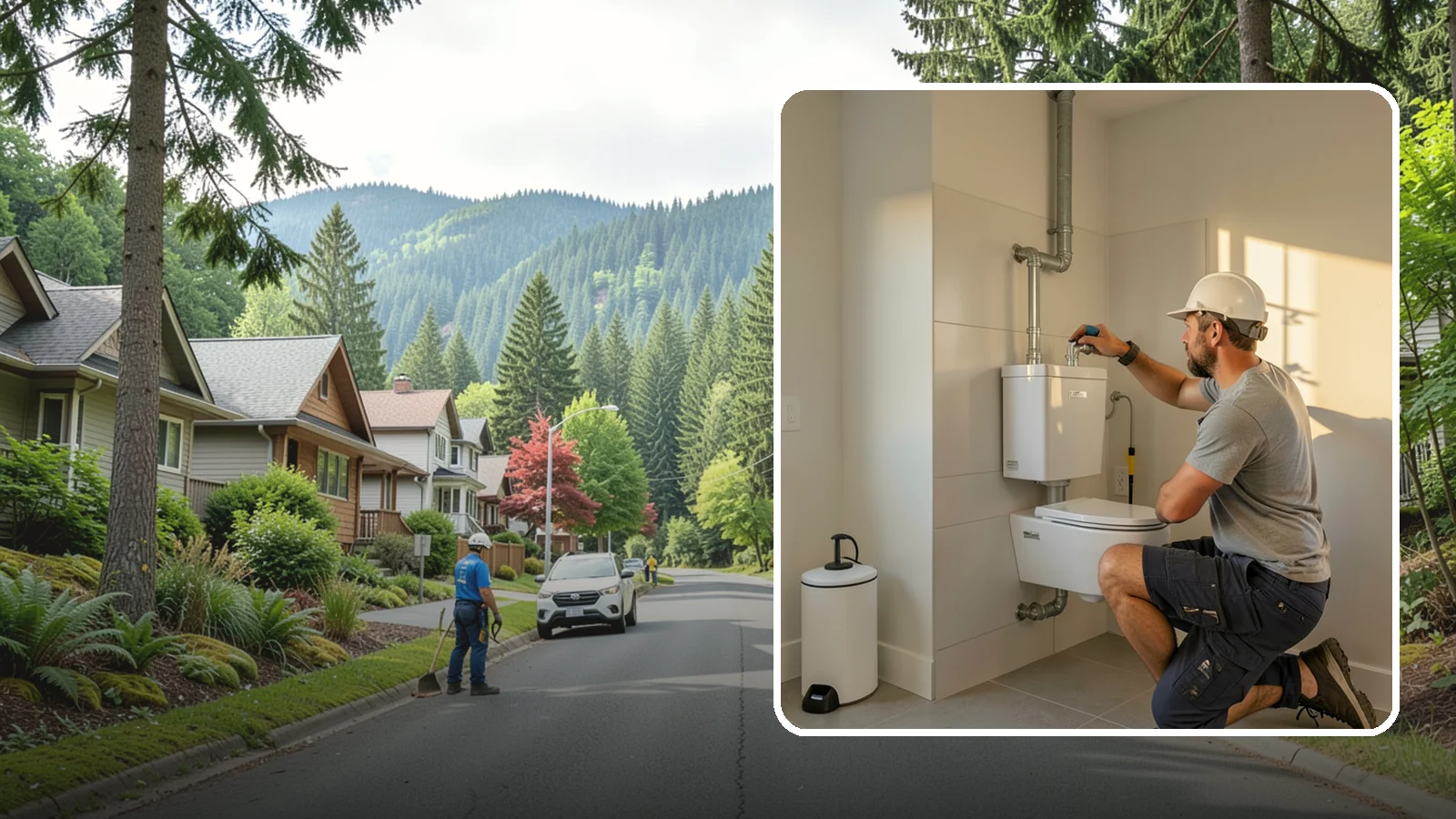Wall-Hung Toilet Installation in Darrington, Snohomish County, WA - A wall-hung toilet installation mounts the bowl to a concealed in-wall tank for a clean, minimal look.