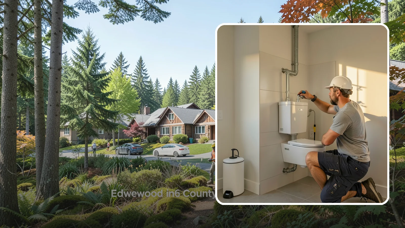 Wall-Hung Toilet Installation in Edgewood, Pierce County, WA - A wall-hung toilet installation mounts the bowl to a concealed in-wall tank for a clean, minimal look.