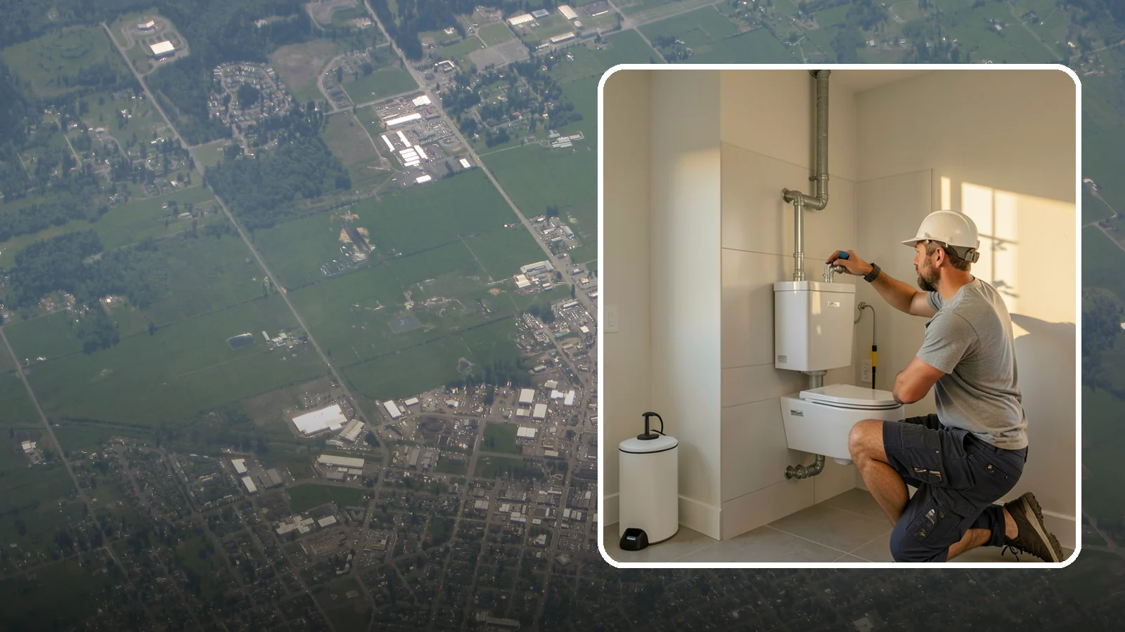 Wall-Hung Toilet Installation in Enumclaw, King County, WA - A wall-hung toilet installation mounts the bowl to a concealed in-wall tank for a clean, minimal look.