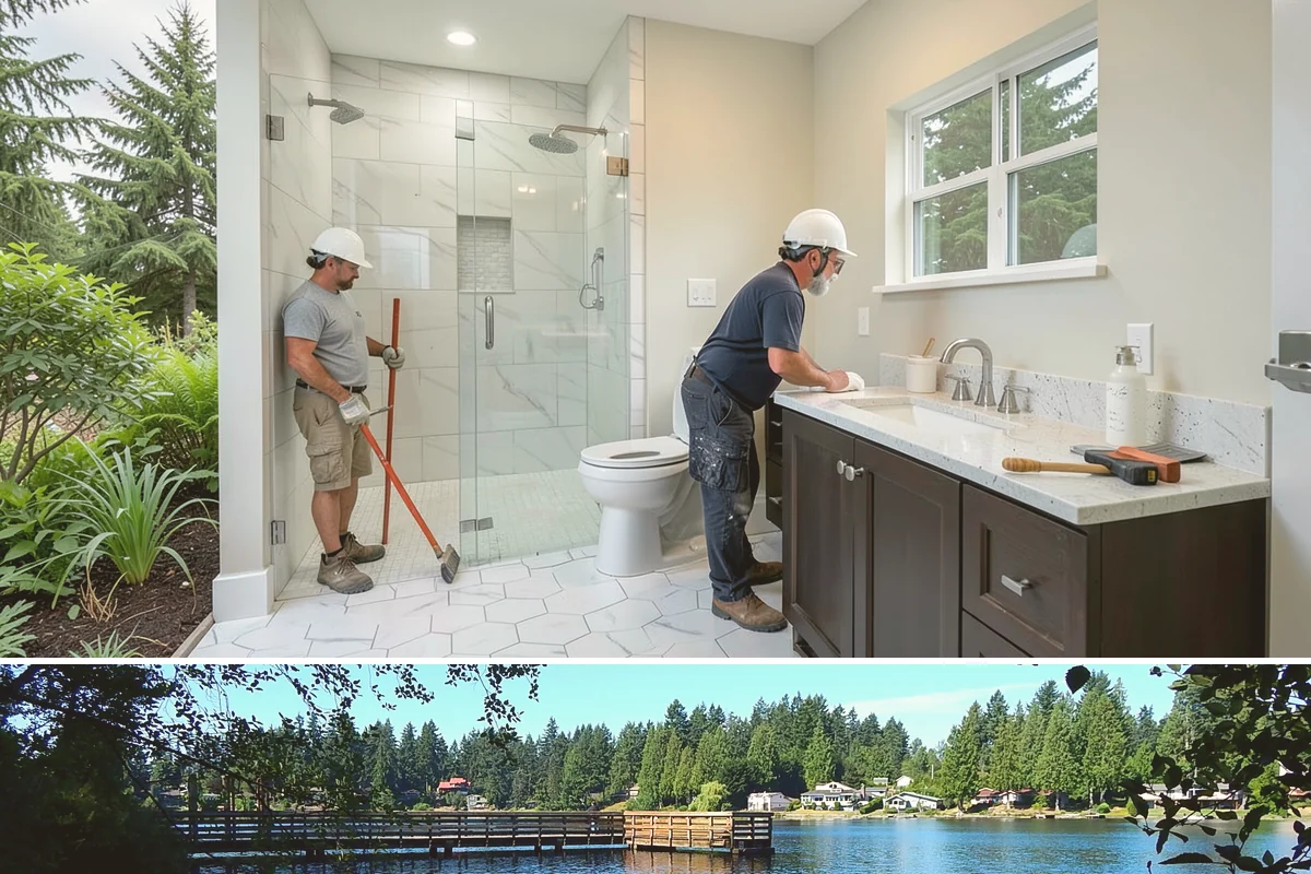 Wall-Hung Toilet Installation in Federal Way, King County, WA - Because it involves opening the wall, this install fits well within a larger cold-season remodel.