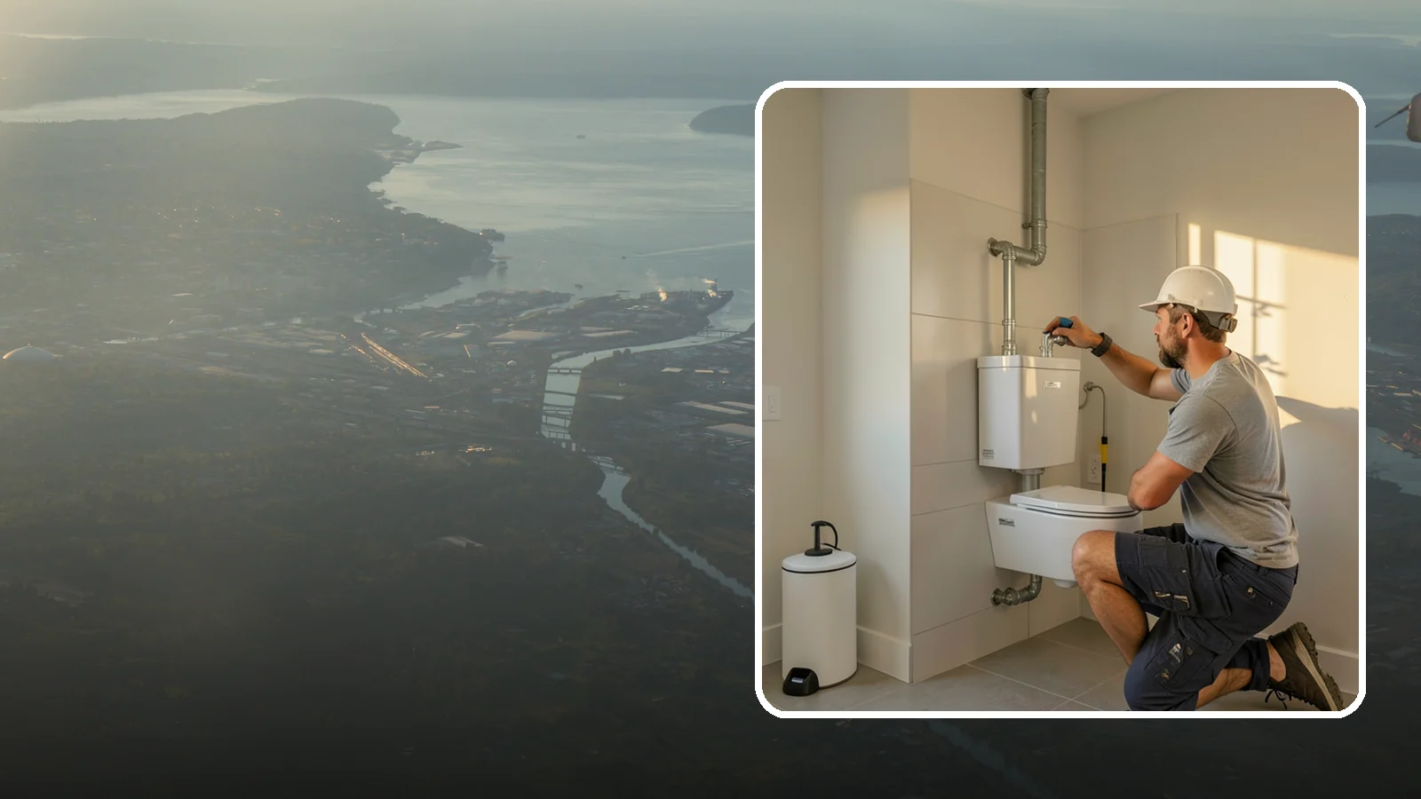 Wall-Hung Toilet Installation in Fife, Pierce County, WA - A wall-hung toilet installation mounts the bowl to a concealed in-wall tank for a clean, minimal look.