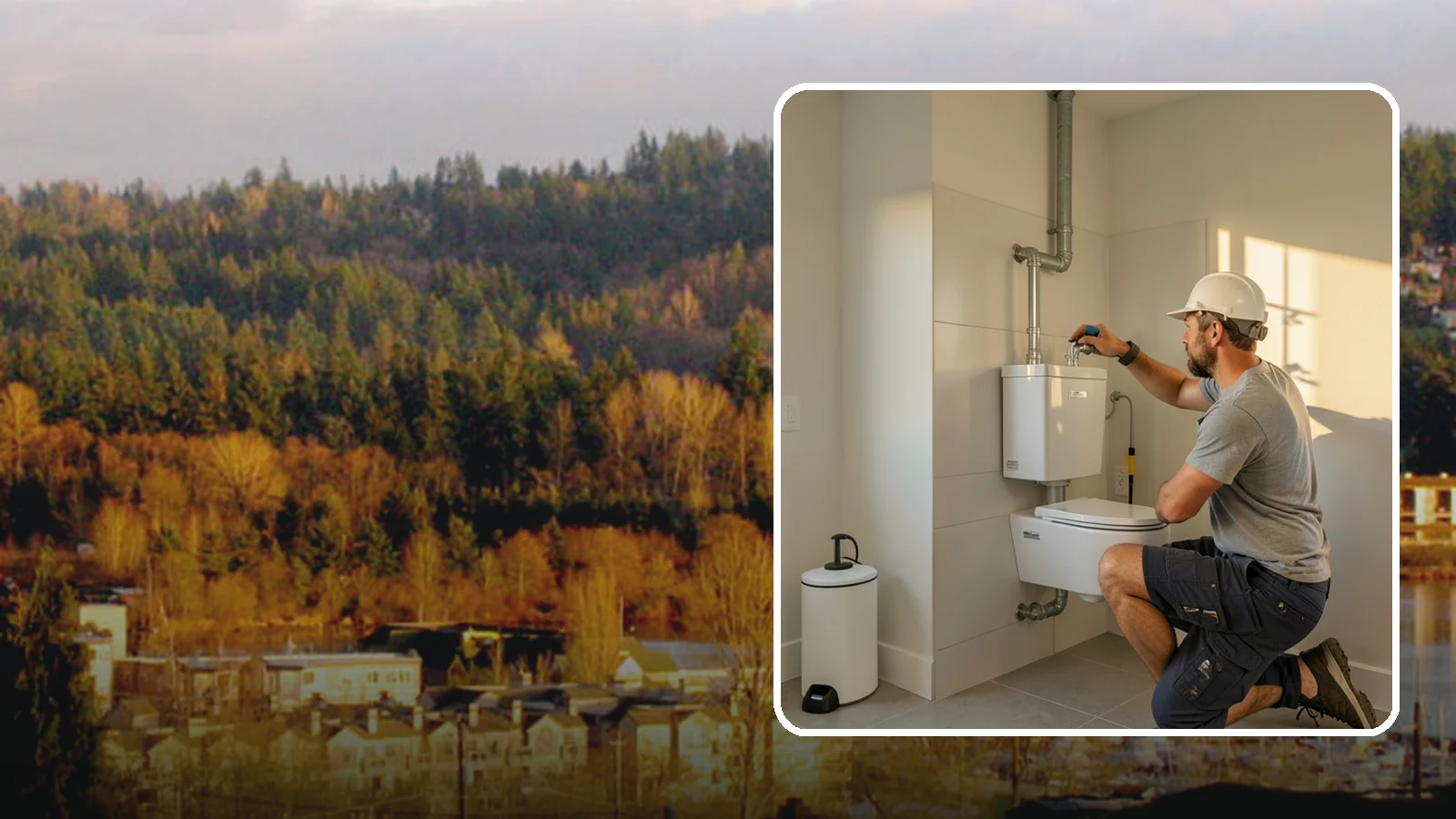 Wall-Hung Toilet Installation in Kenmore, King County, WA - A wall-hung toilet installation mounts the bowl to a concealed in-wall tank for a clean, minimal look.