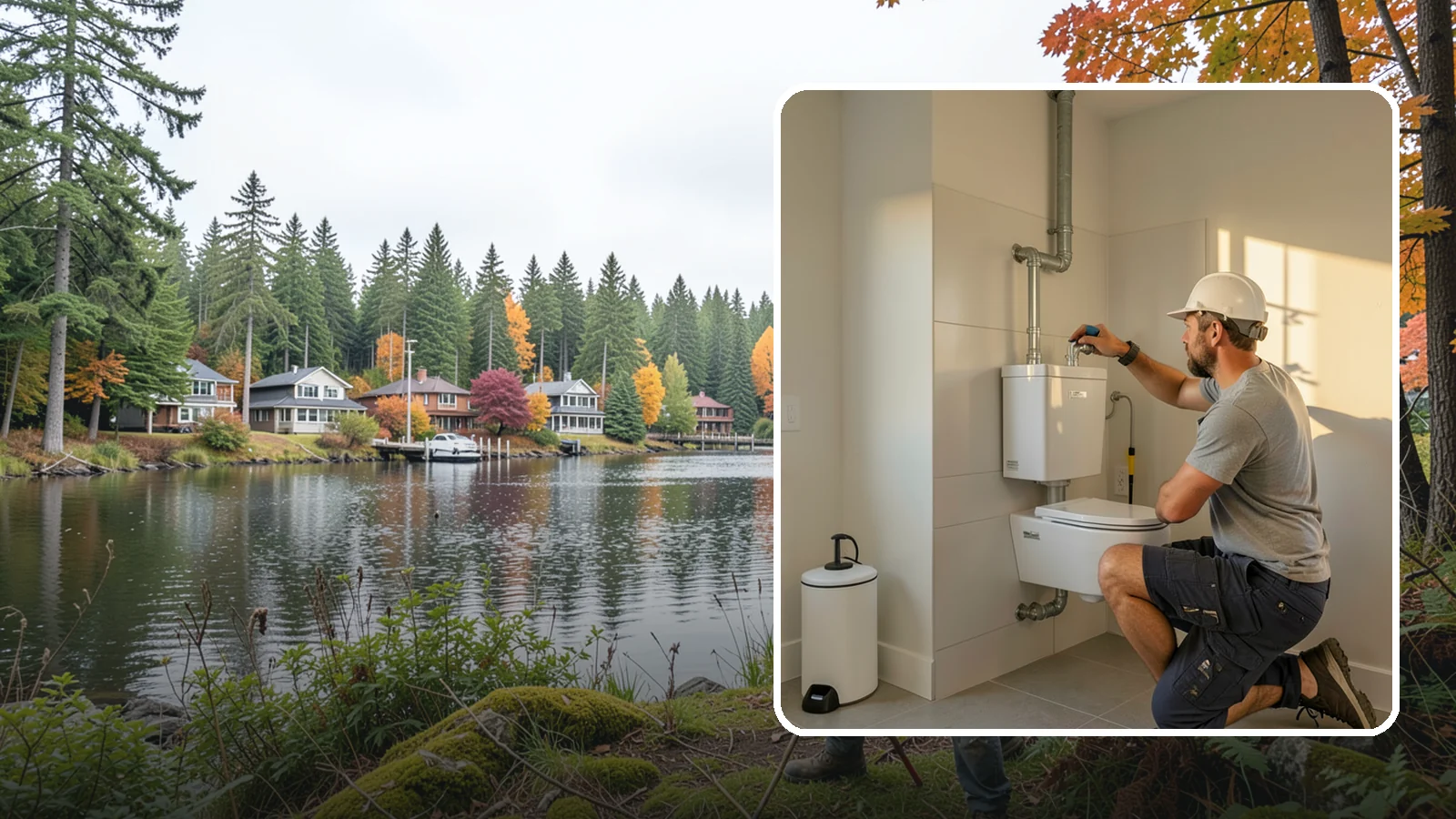 Wall-Hung Toilet Installation in La Conner, Skagit County, WA - A wall-hung toilet installation mounts the bowl to a concealed in-wall tank for a clean, minimal look.