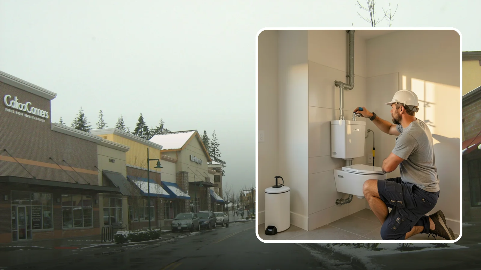 Wall-Hung Toilet Installation in Mill Creek, Snohomish County, WA - A wall-hung toilet installation mounts the bowl to a concealed in-wall tank for a clean, minimal look.
