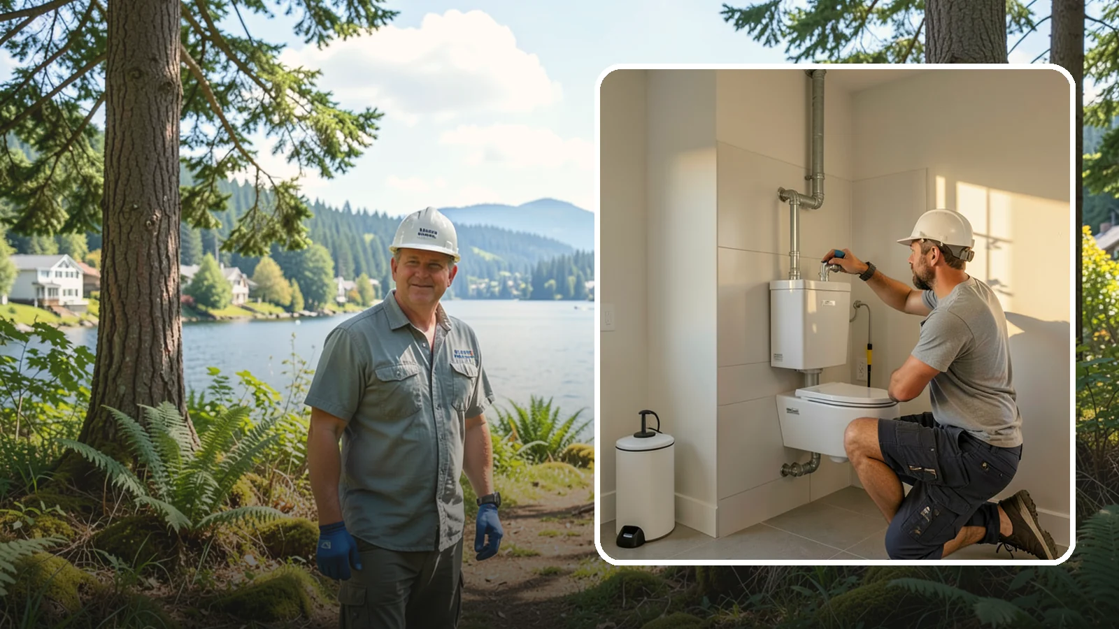 Wall-Hung Toilet Installation in Milton, King County, WA - A wall-hung toilet installation mounts the bowl to a concealed in-wall tank for a clean, minimal look.