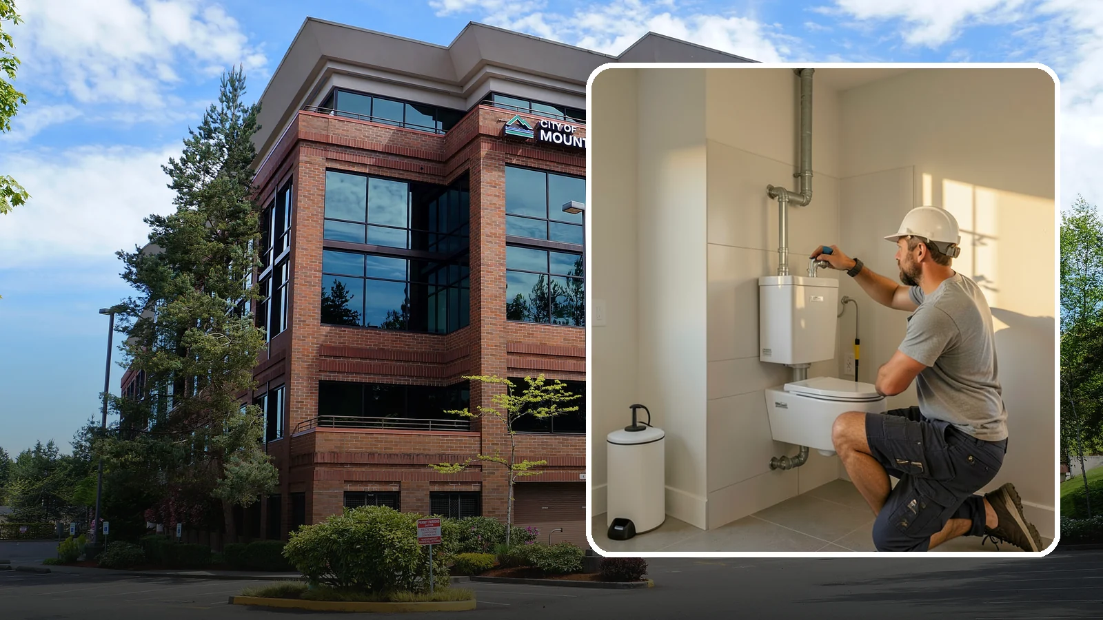 Wall-Hung Toilet Installation in Mountlake Terrace, Snohomish County, WA - A wall-hung toilet installation mounts the bowl to a concealed in-wall tank for a clean, minimal look.