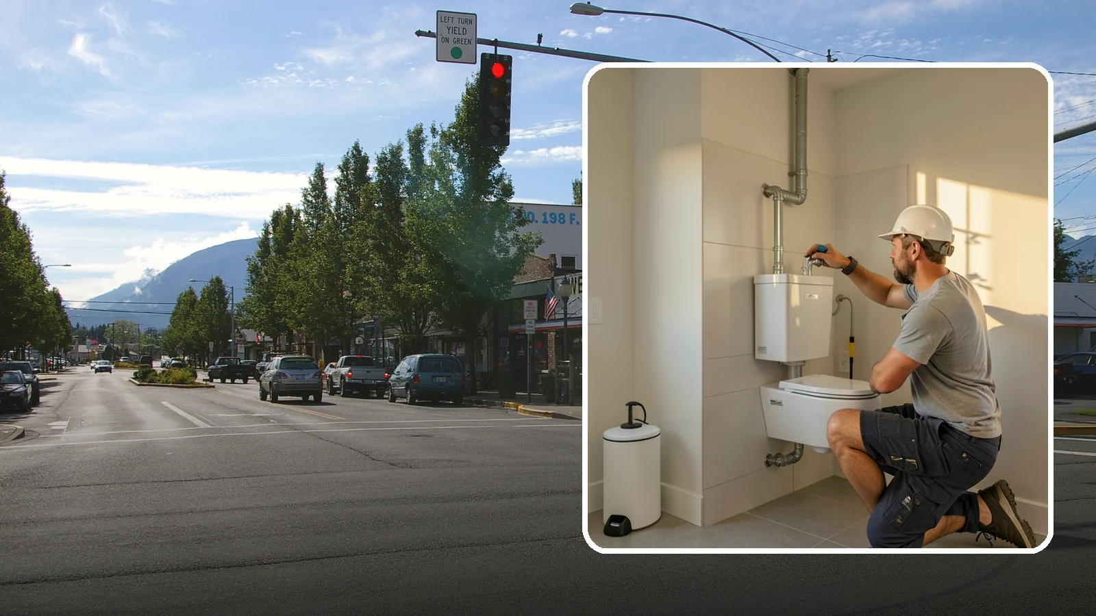 Wall-Hung Toilet Installation in North Bend, King County, WA - A wall-hung toilet installation mounts the bowl to a concealed in-wall tank for a clean, minimal look.