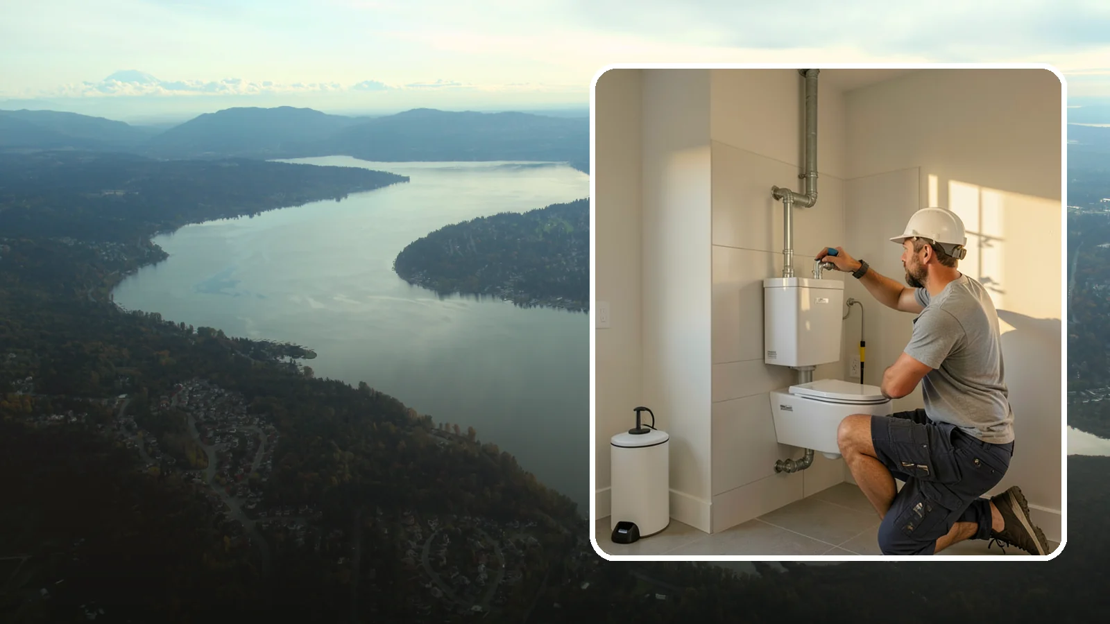 Wall-Hung Toilet Installation in Sammamish, King County, WA - A wall-hung toilet installation mounts the bowl to a concealed in-wall tank for a clean, minimal look.