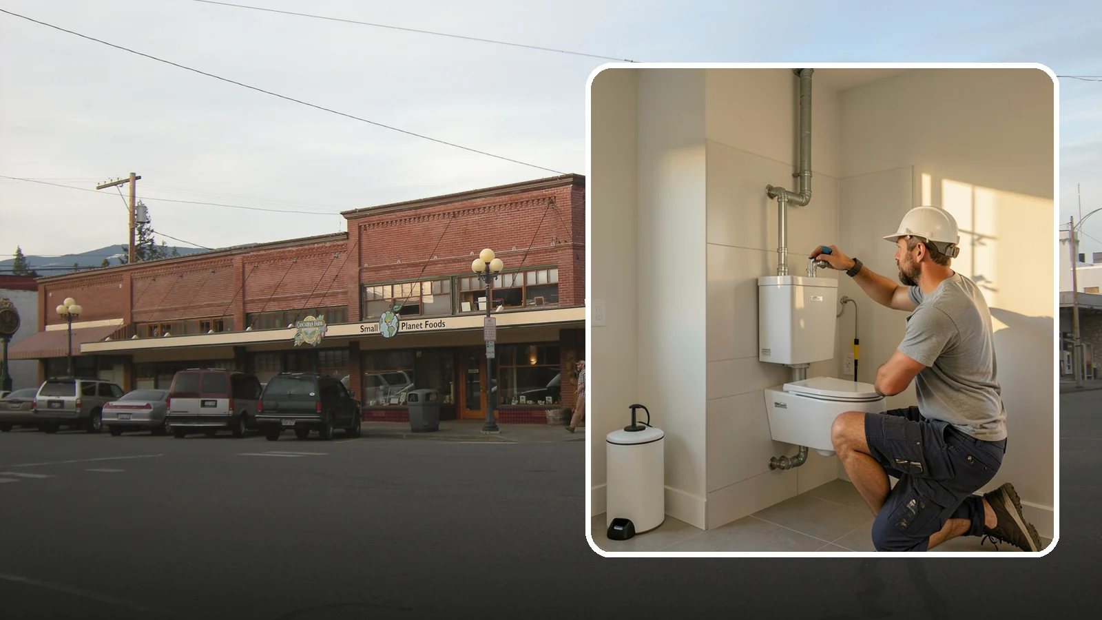 Wall-Hung Toilet Installation in Sedro-Woolley, Skagit County, WA - A wall-hung toilet installation mounts the bowl to a concealed in-wall tank for a clean, minimal look.