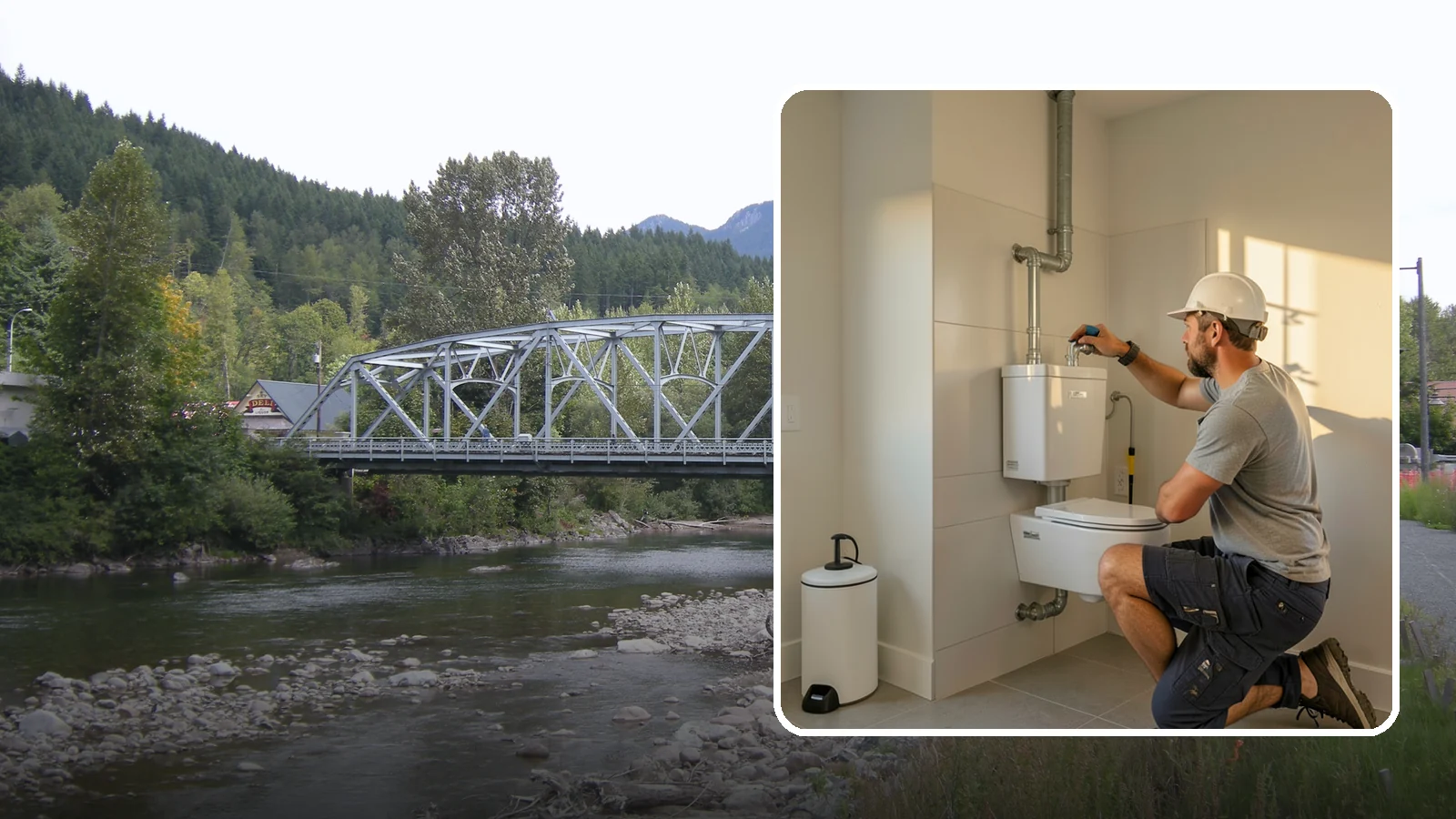 Wall-Hung Toilet Installation in Skykomish, King County, WA - A wall-hung toilet installation mounts the bowl to a concealed in-wall tank for a clean, minimal look.
