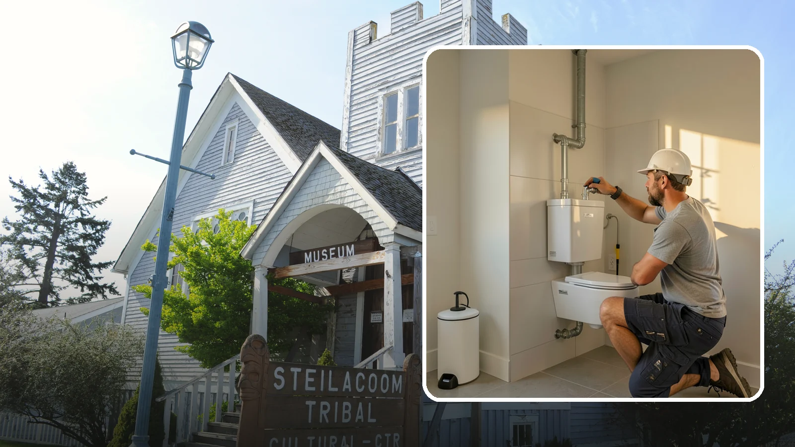 Wall-Hung Toilet Installation in Steilacoom, Pierce County, WA - A wall-hung toilet installation mounts the bowl to a concealed in-wall tank for a clean, minimal look.