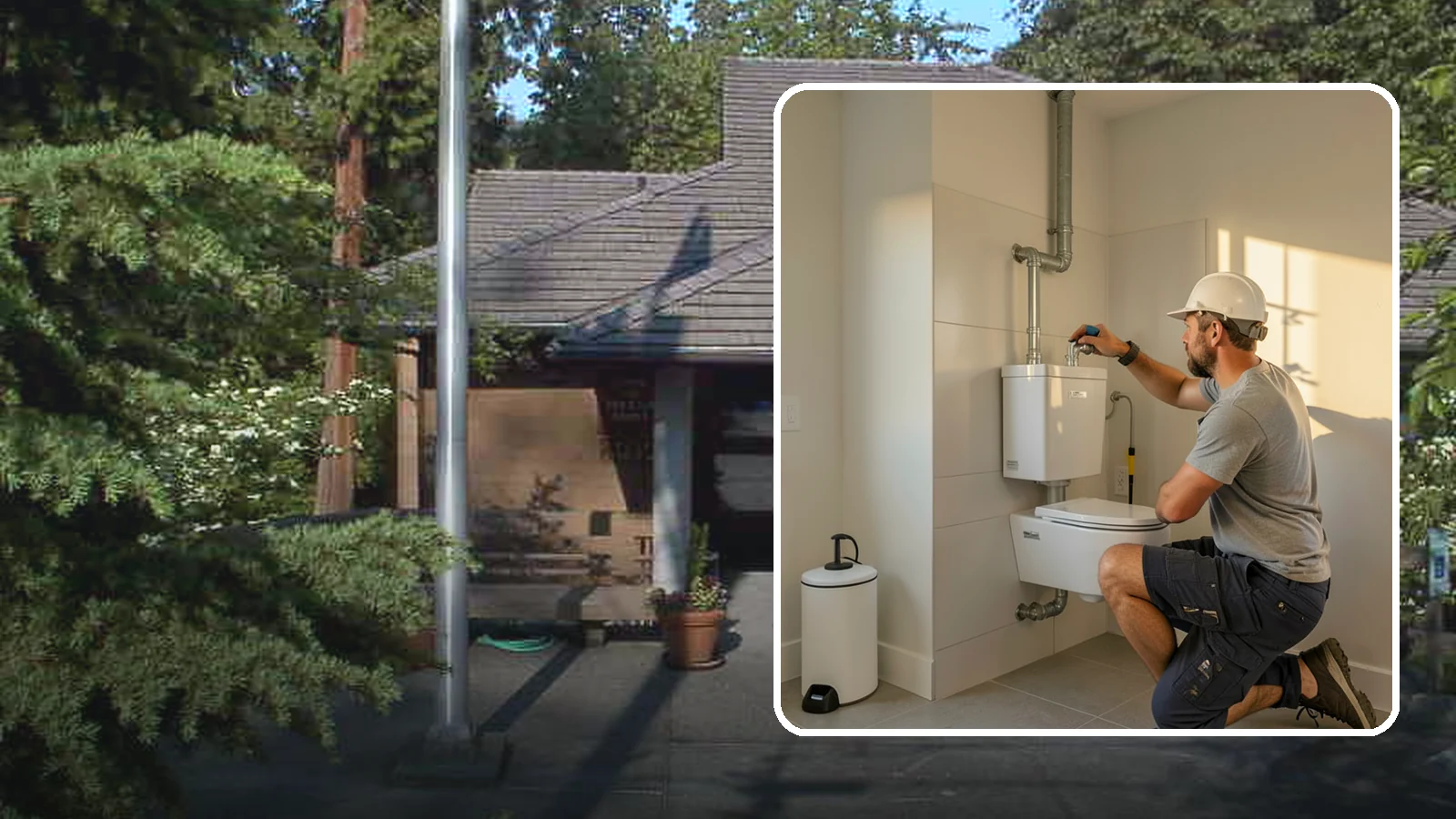 Wall-Hung Toilet Installation in Yarrow Point, King County, WA - A wall-hung toilet installation mounts the bowl to a concealed in-wall tank for a clean, minimal look.