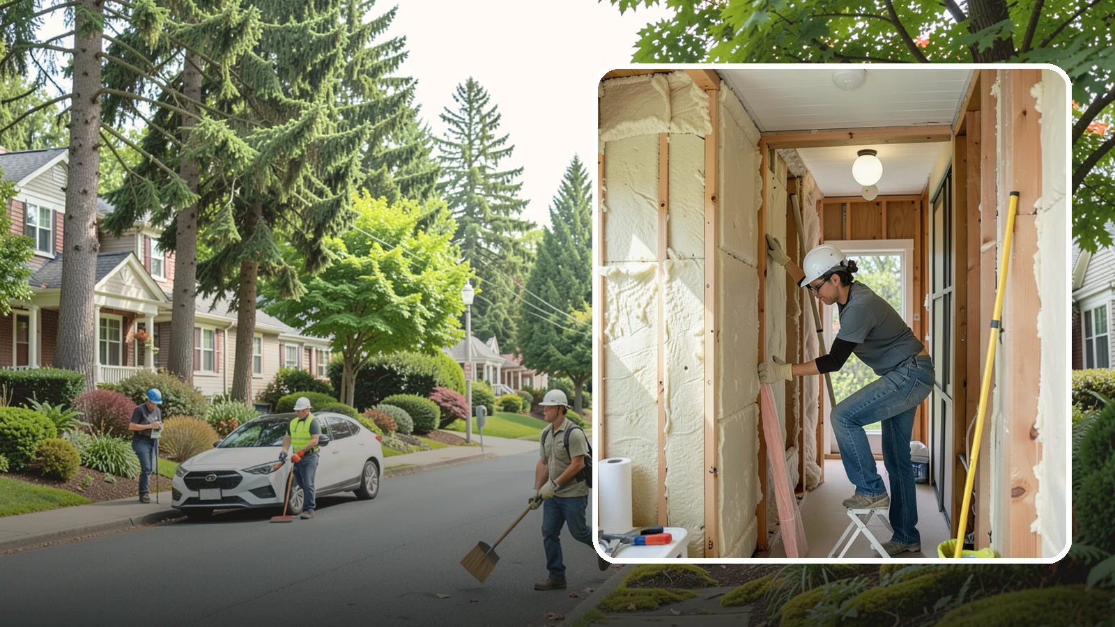 Wall Insulation Installation in Beaux Arts Village, King County, WA - We insulate exterior walls to eliminate cold drafts and improve comfort in Puget Sound homes.