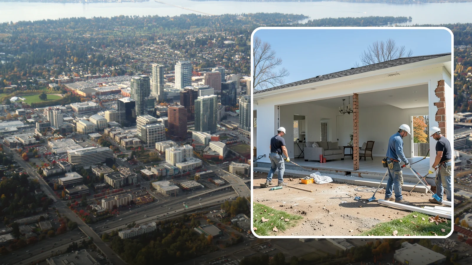 Wall Removal in Bellevue, King County, WA - Removing an interior wall to open sightlines and connect rooms for a more spacious feel.
