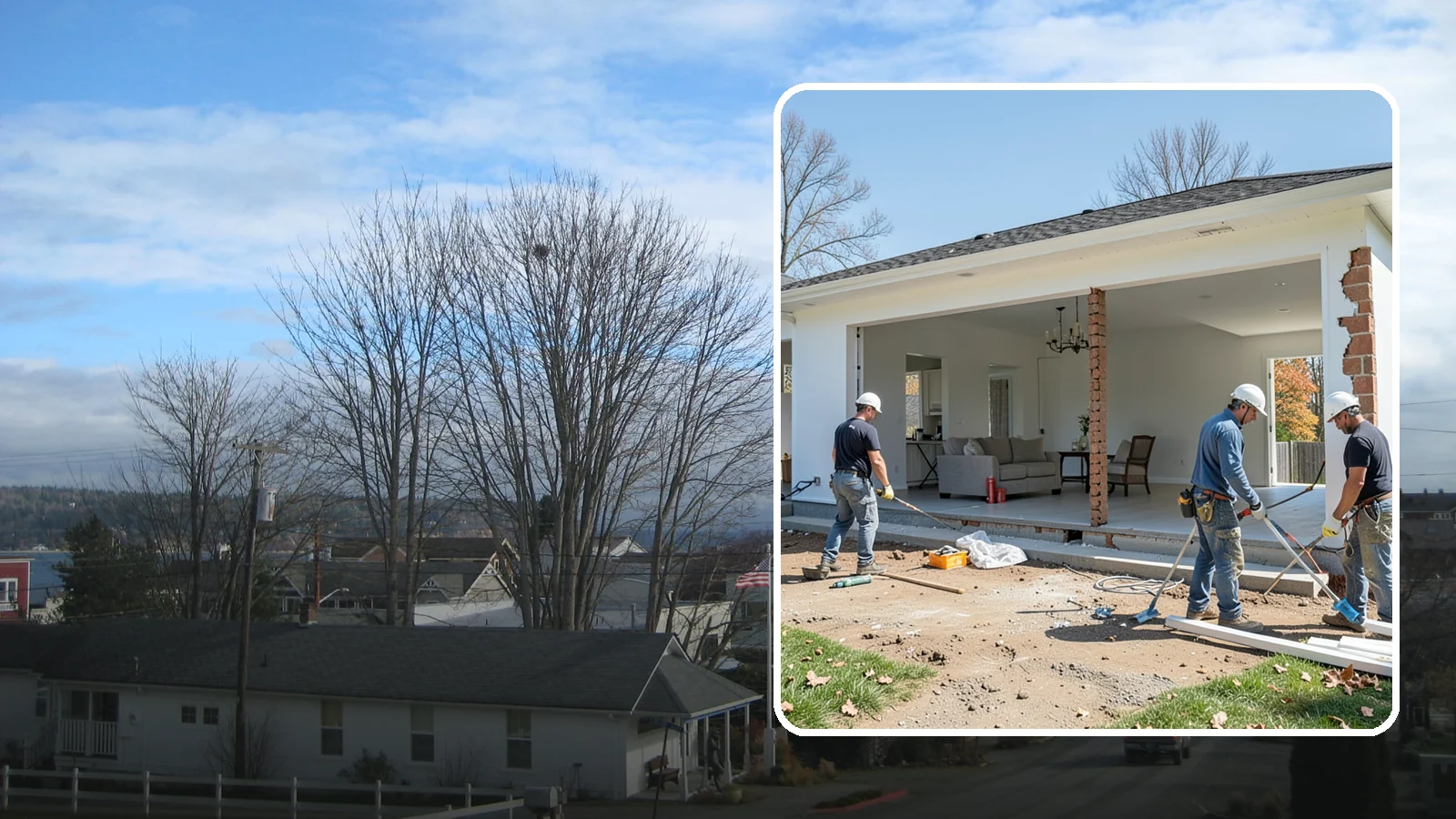 Wall Removal in Langley, Island County, WA - Removing an interior wall to open sightlines and connect rooms for a more spacious feel.