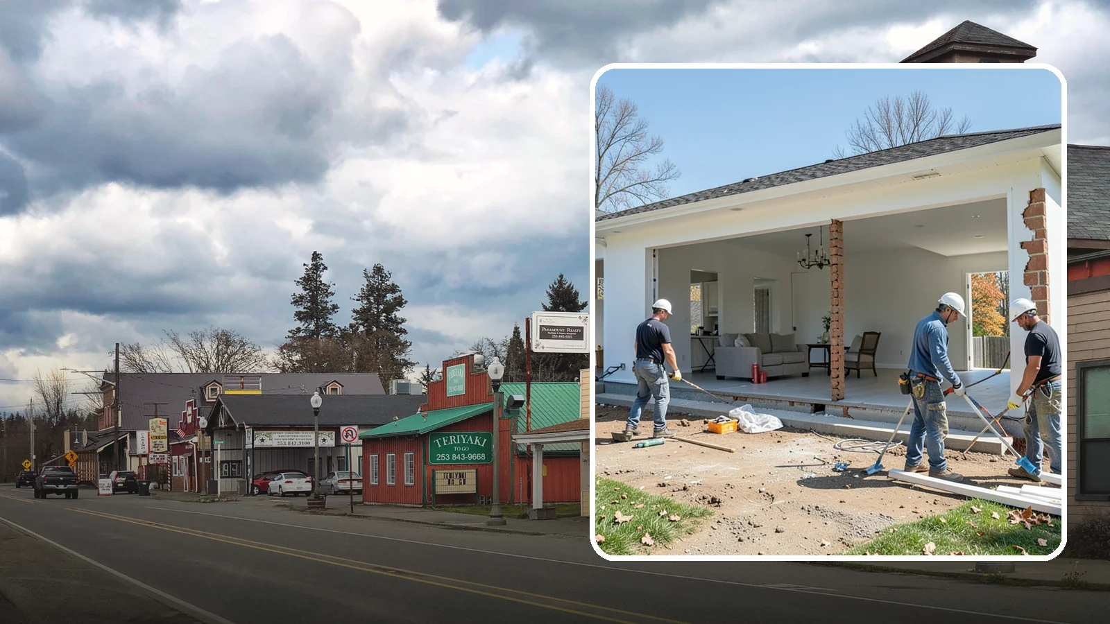 Wall Removal in Roy, Pierce County, WA - Removing an interior wall to open sightlines and connect rooms for a more spacious feel.
