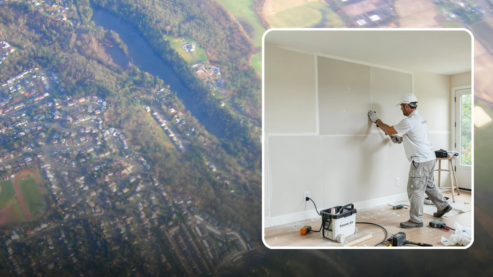Water Damage Drywall Repair in Algona, King County, WA - Water damage drywall repair removes ruined board and restores walls after leaks or flooding.