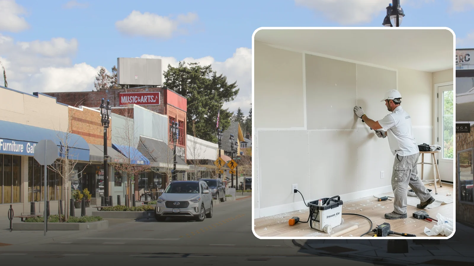 Water Damage Drywall Repair in Bothell, King County, WA - Water damage drywall repair removes ruined board and restores walls after leaks or flooding.