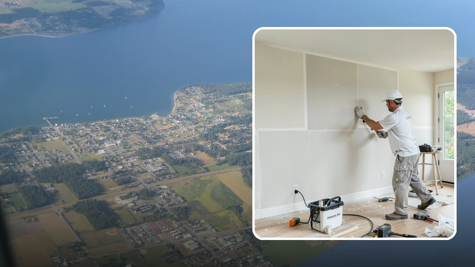 Water Damage Drywall Repair in Coupeville, Island County, WA - Water damage drywall repair removes ruined board and restores walls after leaks or flooding.