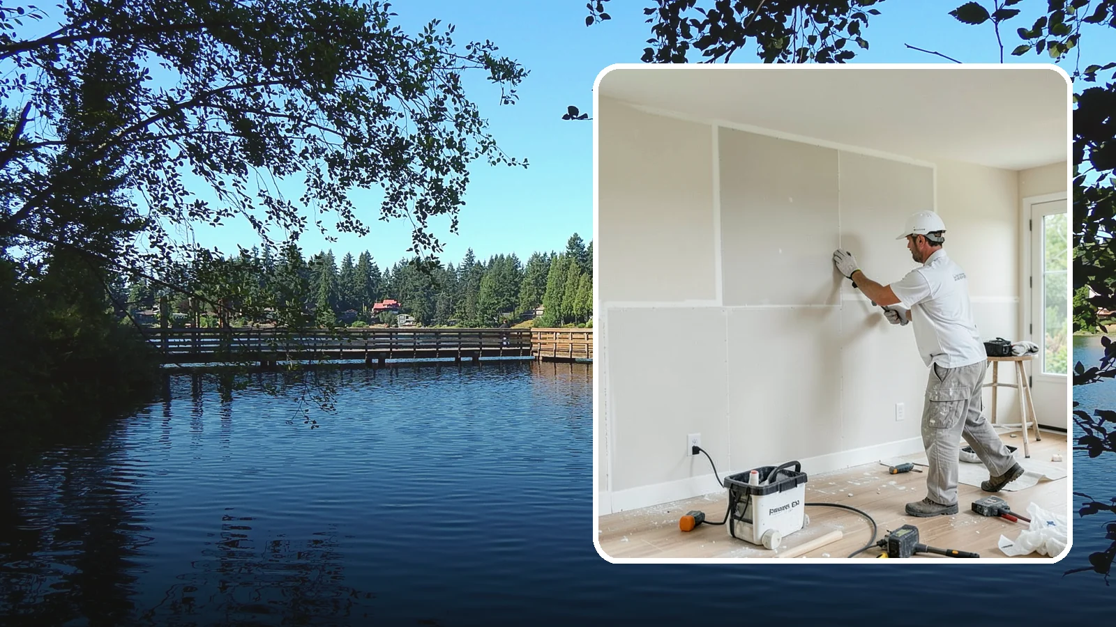 Water Damage Drywall Repair in Federal Way, King County, WA - Water damage drywall repair removes ruined board and restores walls after leaks or flooding.