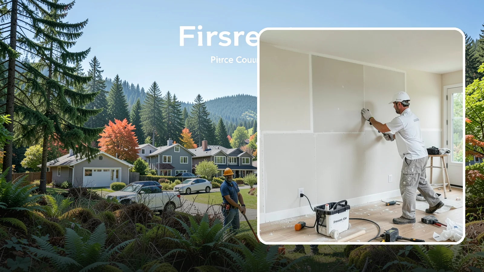 Water Damage Drywall Repair in Fircrest, Pierce County, WA - Water damage drywall repair removes ruined board and restores walls after leaks or flooding.