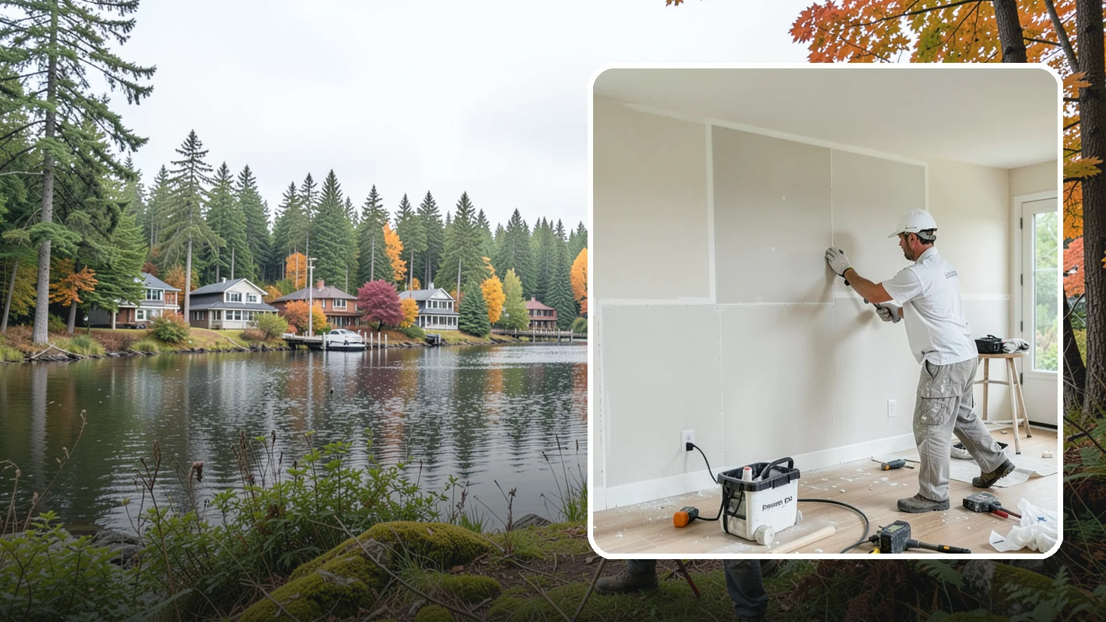 Water Damage Drywall Repair in La Conner, Skagit County, WA - Water damage drywall repair removes ruined board and restores walls after leaks or flooding.
