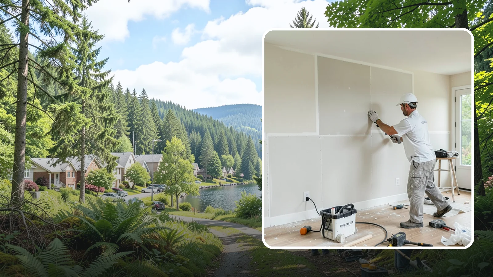 Water Damage Drywall Repair in Lake Forest Park, King County, WA - Water damage drywall repair removes ruined board and restores walls after leaks or flooding.
