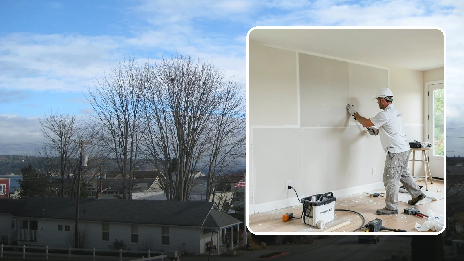 Water Damage Drywall Repair in Langley, Island County, WA - Water damage drywall repair removes ruined board and restores walls after leaks or flooding.