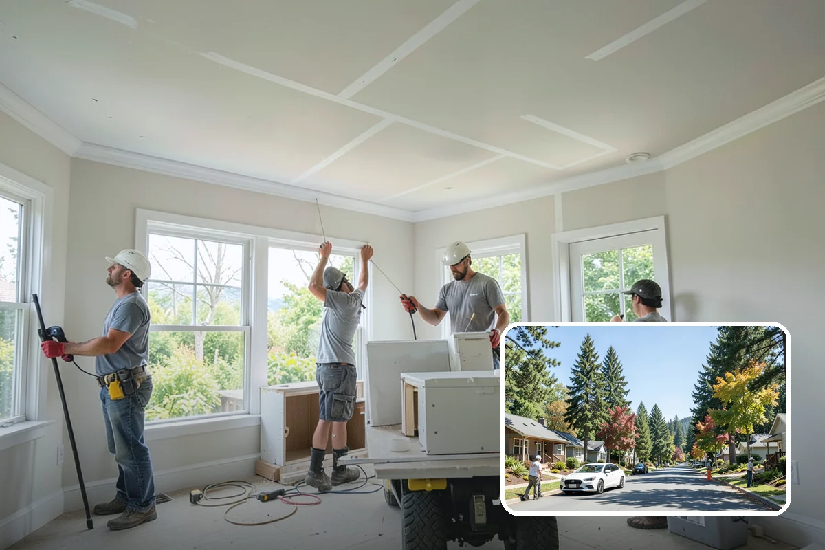 Water Damage Drywall Repair in Orting, Pierce County, WA - Removal of swollen, stained, or moldy board