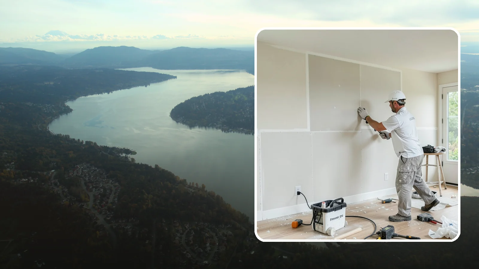 Water Damage Drywall Repair in Sammamish, King County, WA - Water damage drywall repair removes ruined board and restores walls after leaks or flooding.
