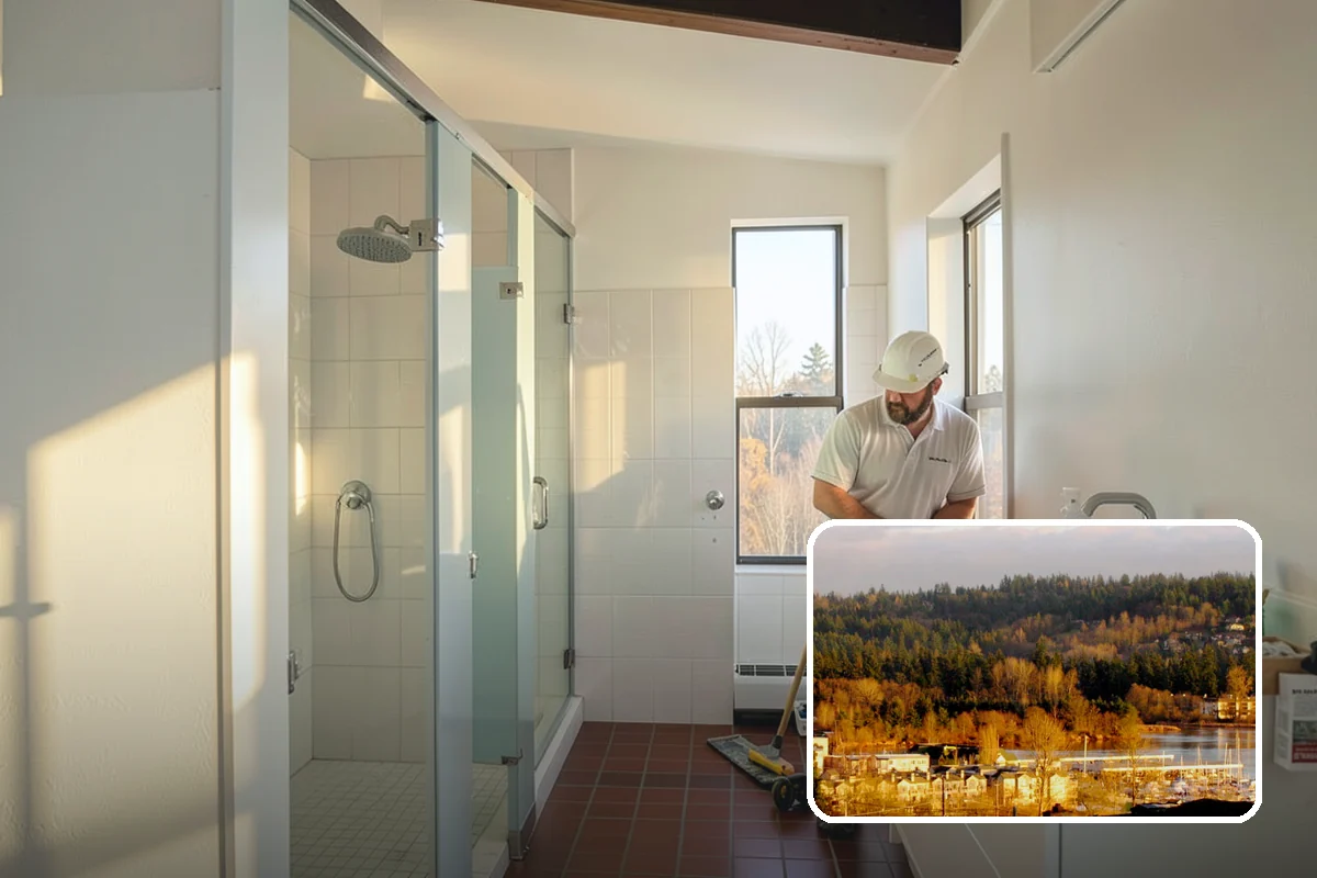 Waterfall Countertop Installation in Kenmore, King County, WA - A bold, continuous vertical design line
