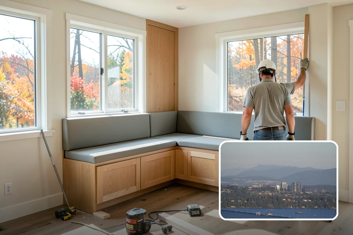 Waterfall Countertop Installation in Medina, King County, WA - A bold, continuous vertical design line